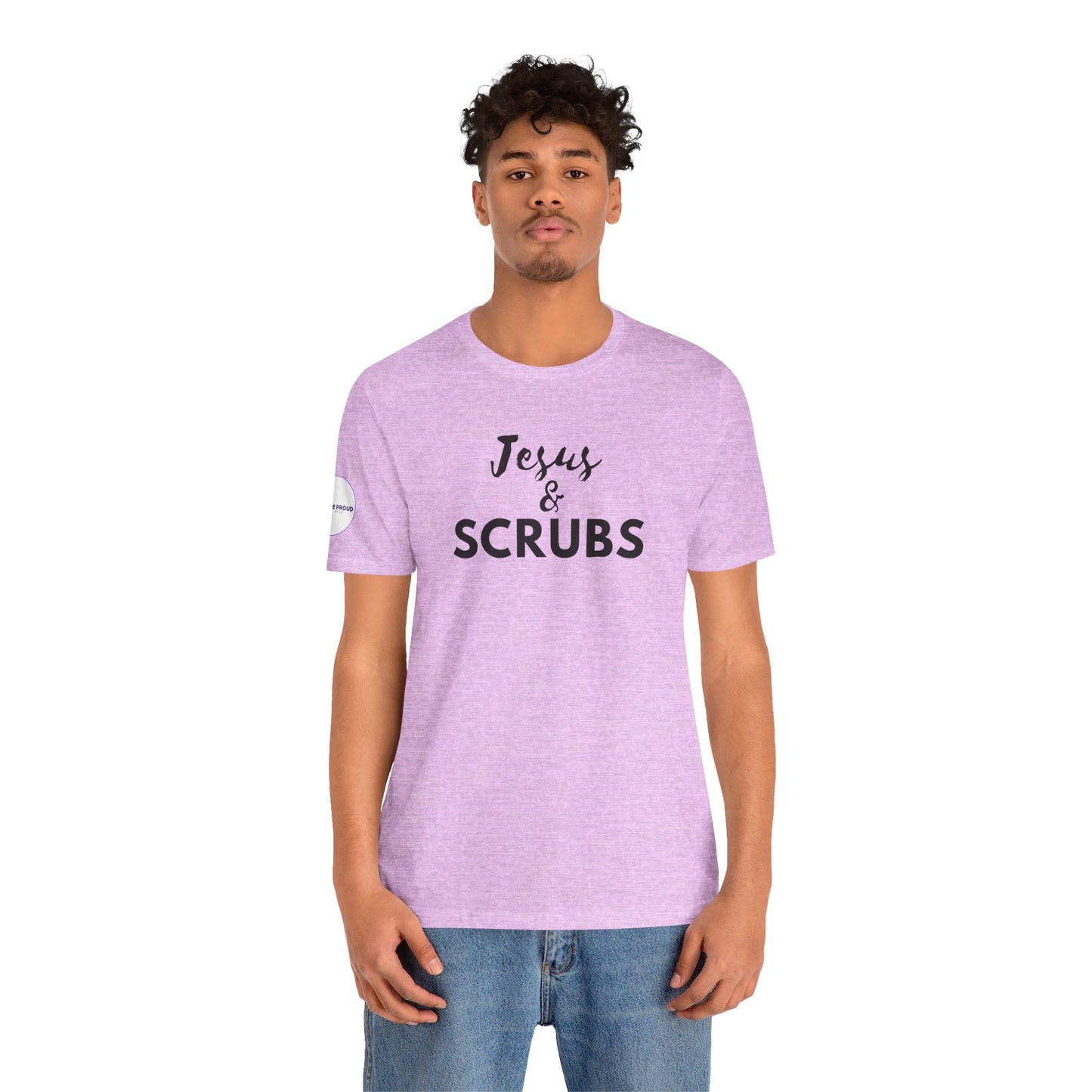 Jesus and Scrubs Nurse T-Shirt showing sleeve print detail