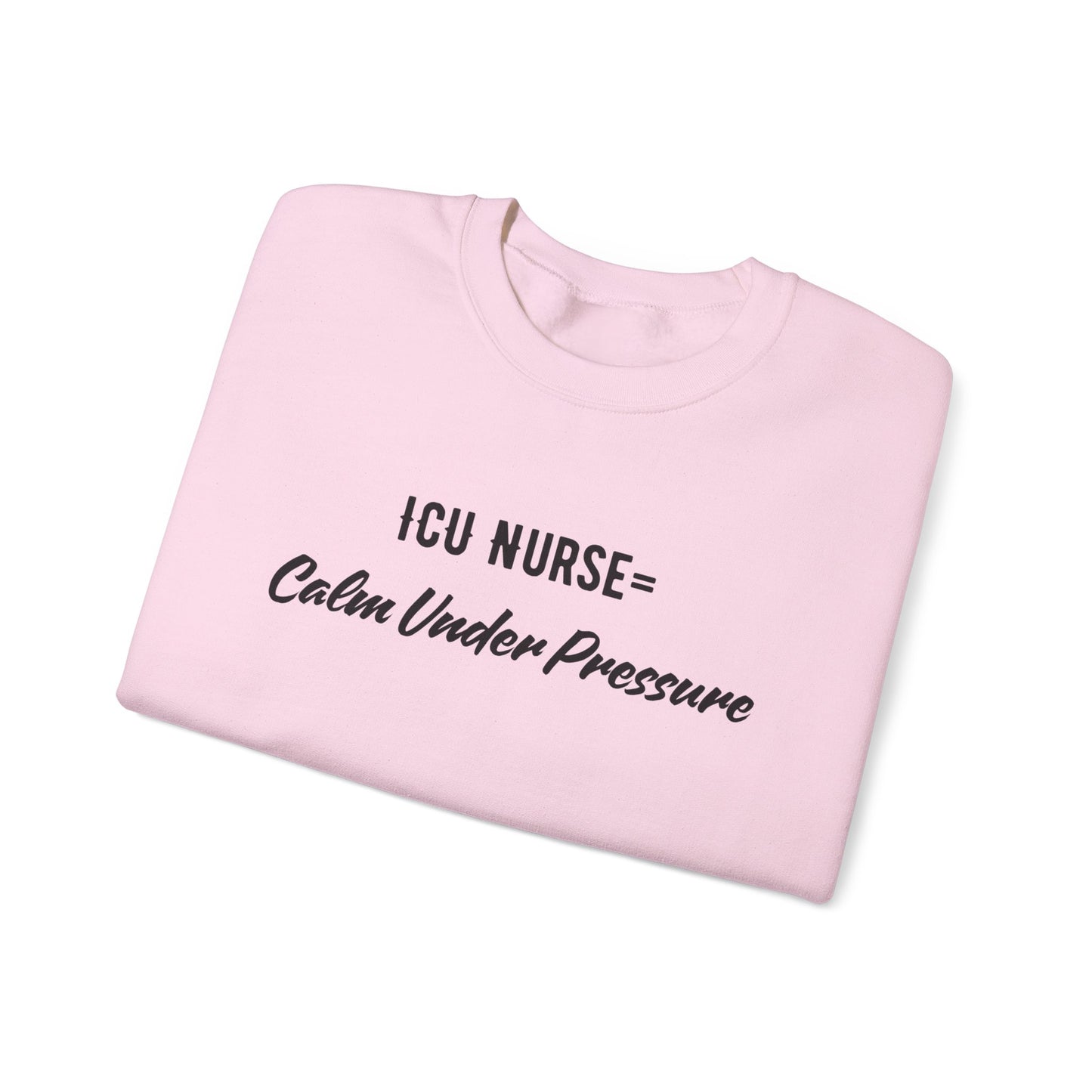Side view of ICU Nurse Sweatshirt with ribbed collar