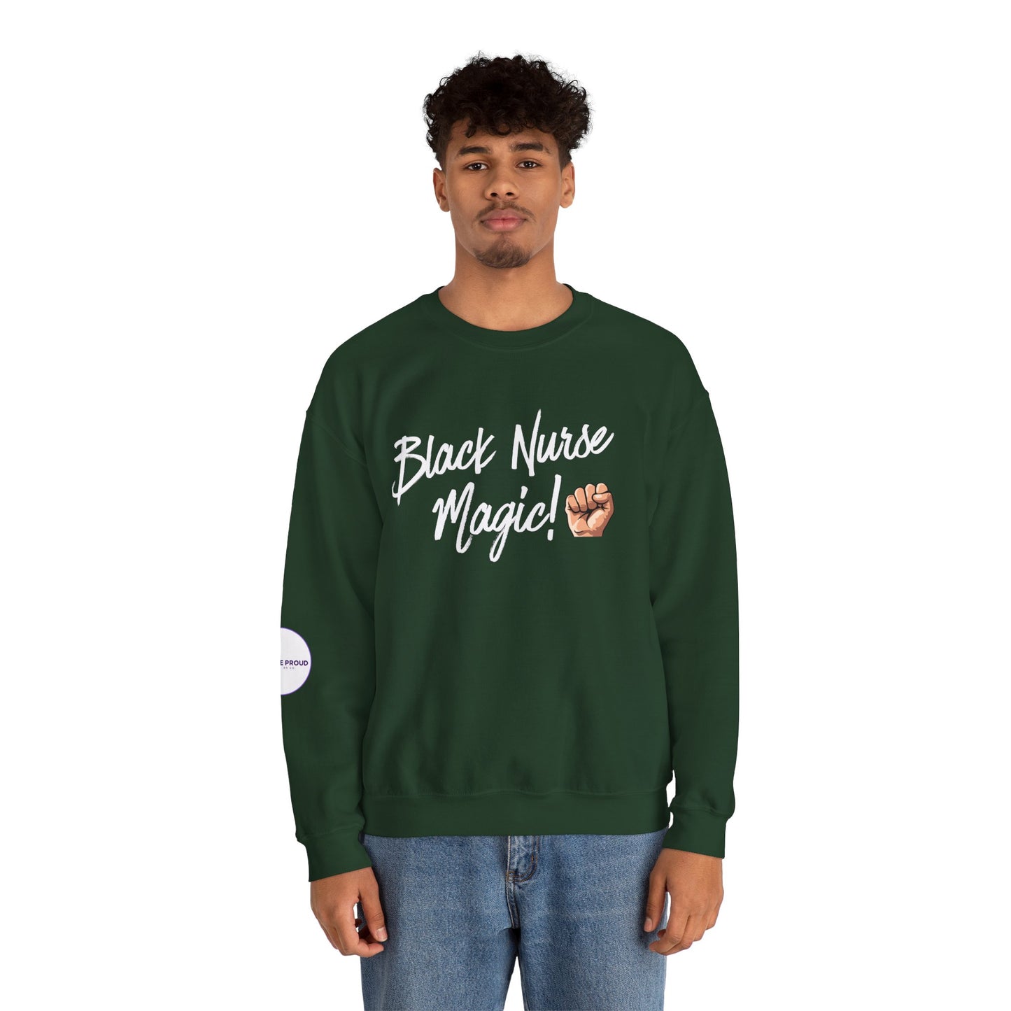 Back view of Black Nurse Sweatshirt with double-needle stitching