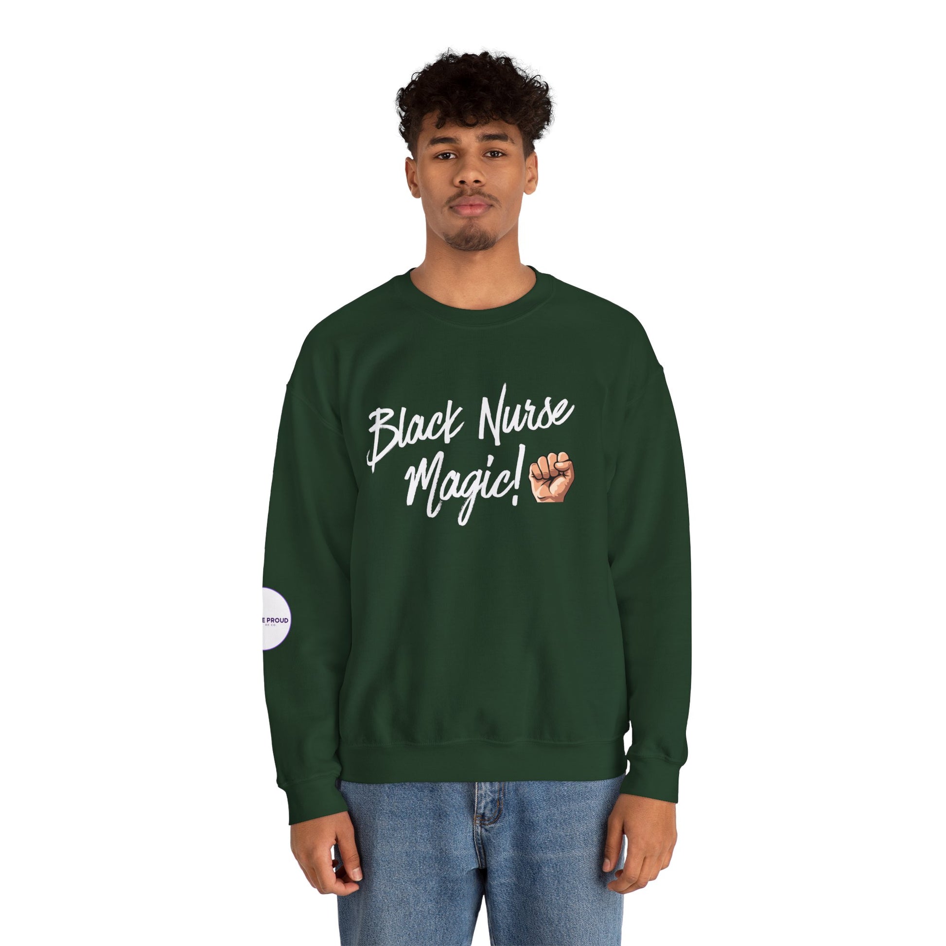 Back view of Black Nurse Sweatshirt with double-needle stitching