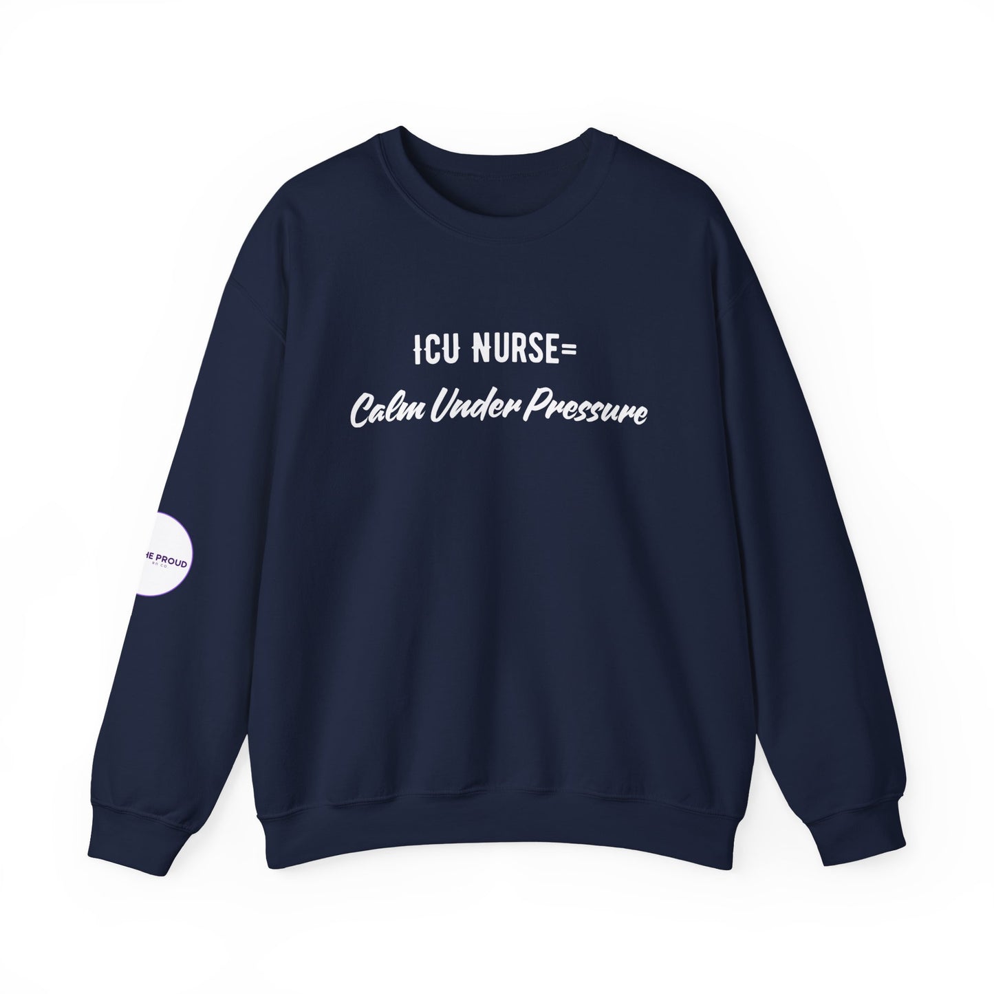 Side view of ICU Nurse Sweatshirt with ribbed collar
