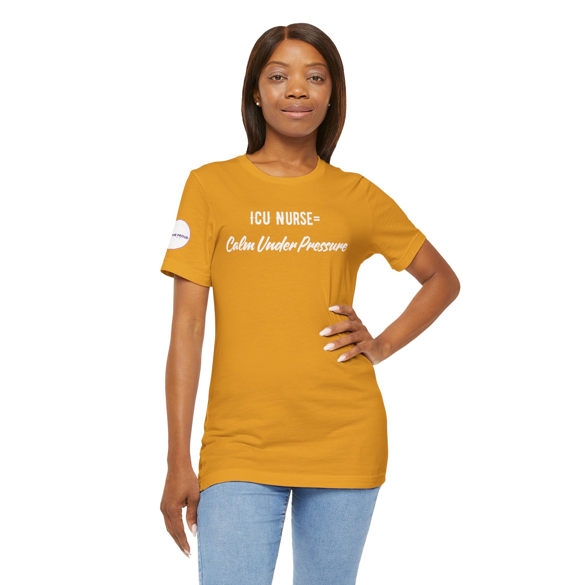 ICU Nurse Tee close-up of “Calm Under Pressure” design