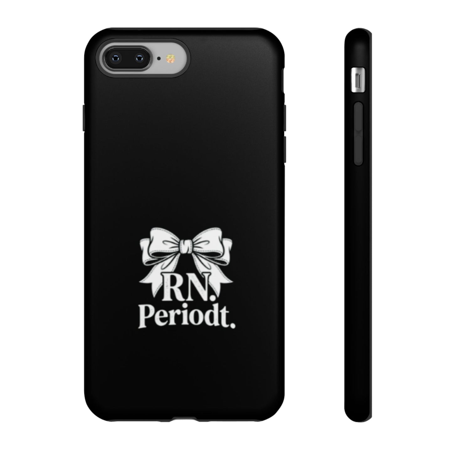 Close-up of RN Phone Case showing matte black finish