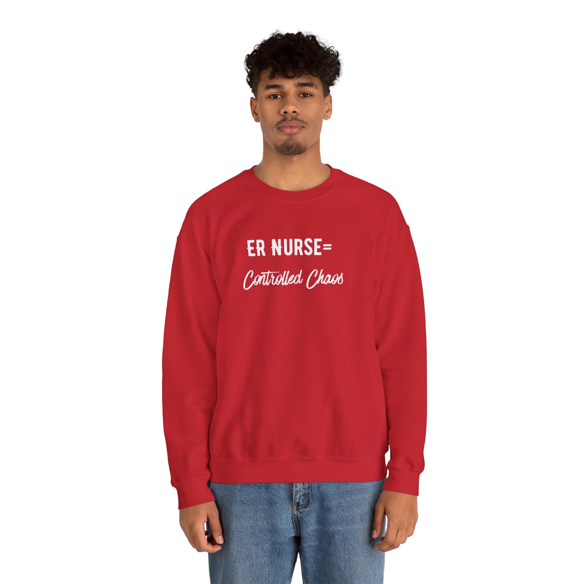 ER Nurse Sweatshirt close-up of embroidered text detail
