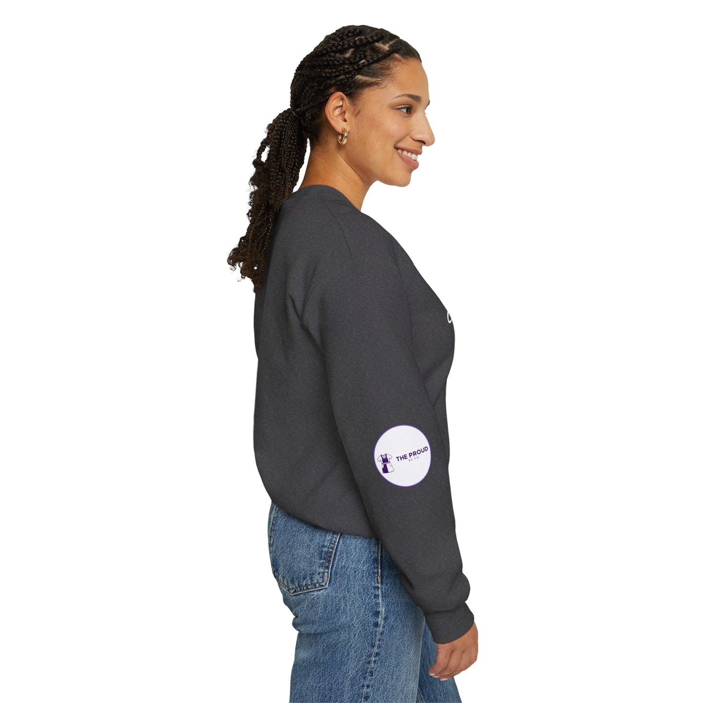 Side view of ICU Nurse Sweatshirt with ribbed collar