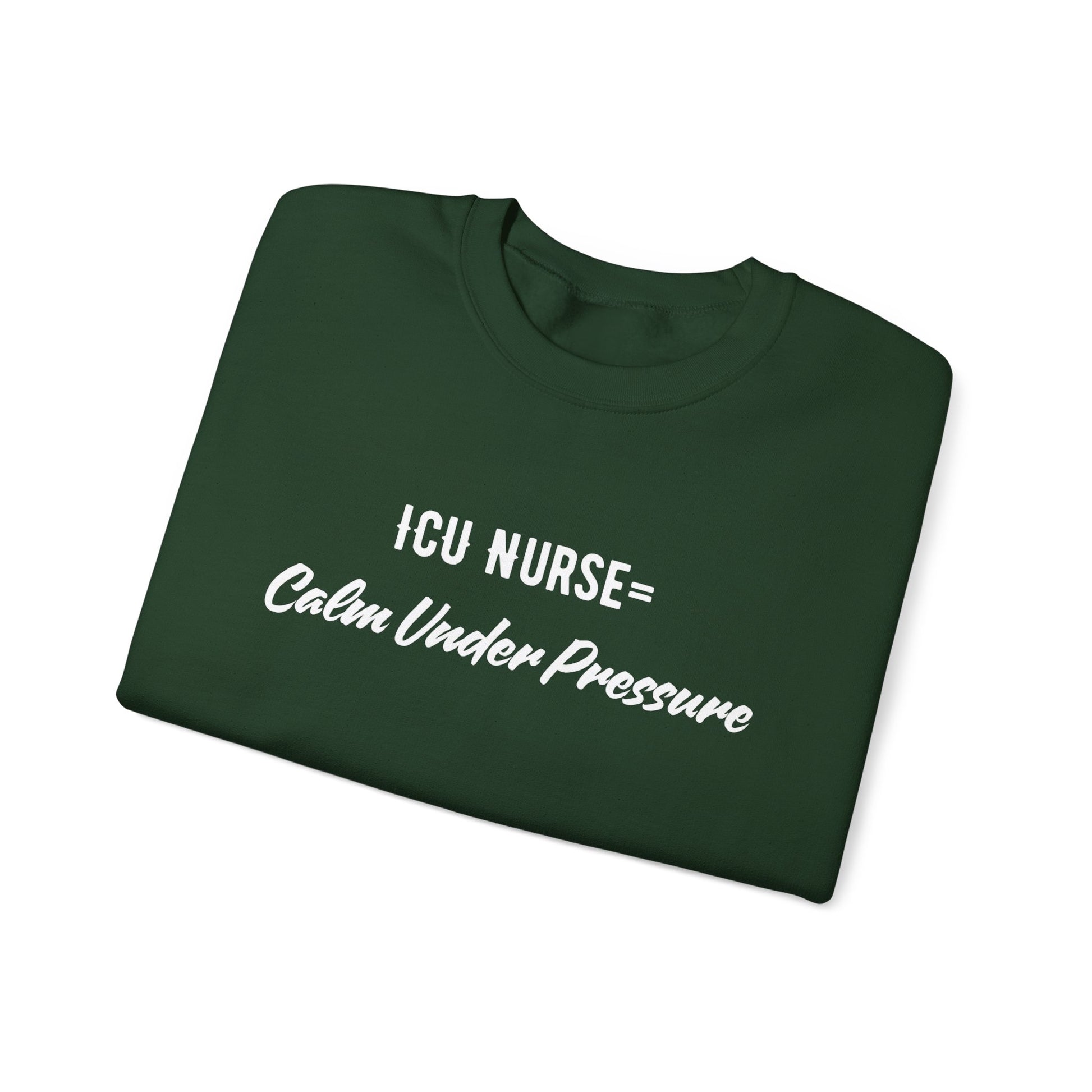 Side view of ICU Nurse Sweatshirt with ribbed collar