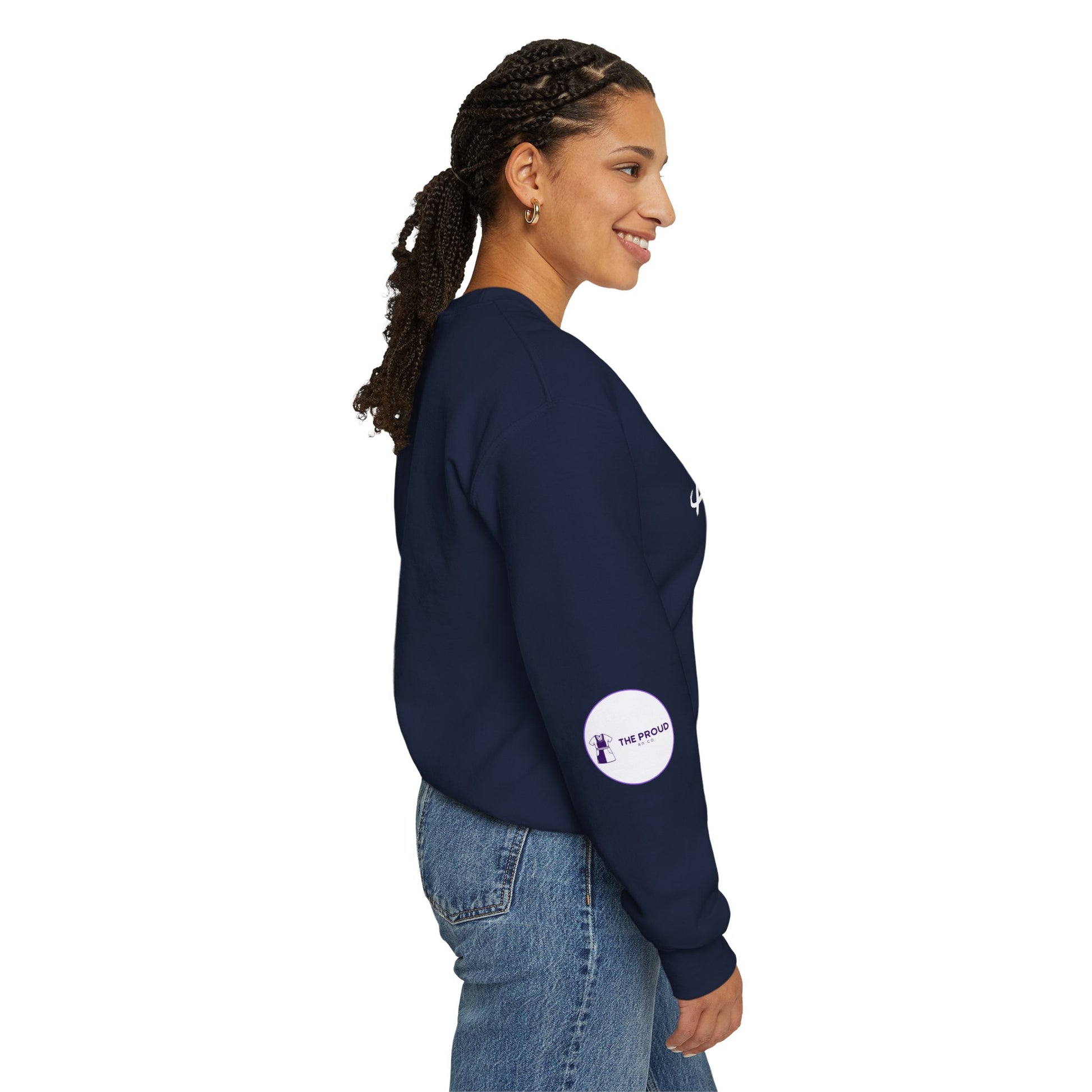 Back view of Black Nurse Sweatshirt with double-needle stitching