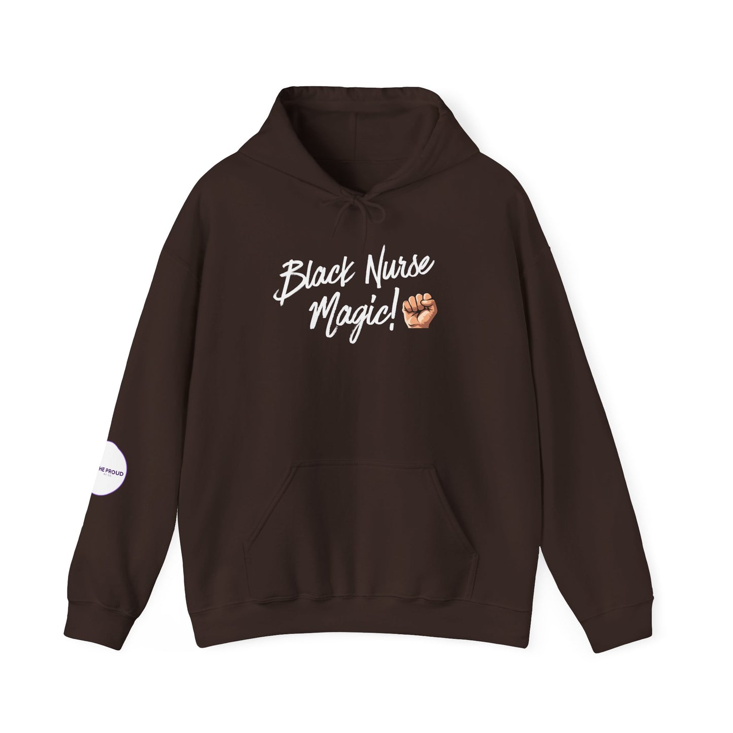 Black Nurse Magic Hoodie close-up of graphic print detail
