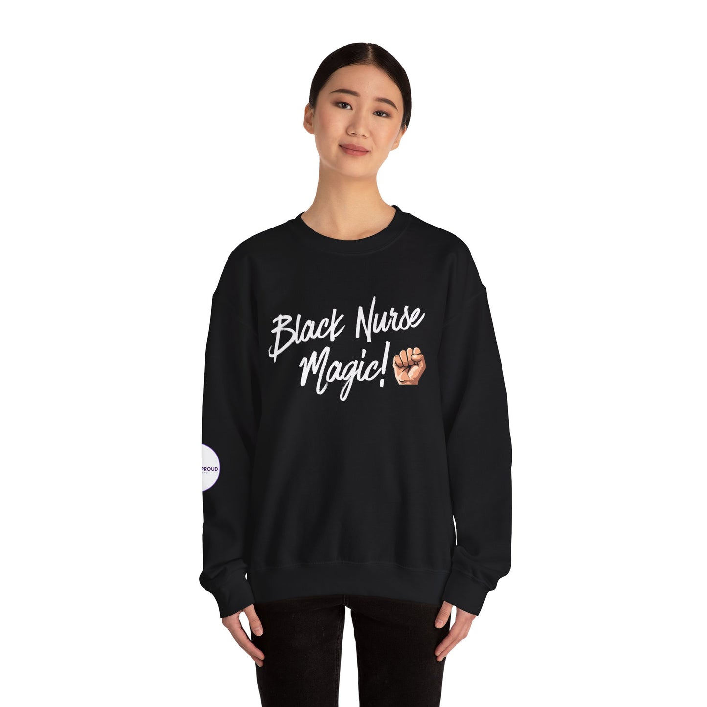 Back view of Black Nurse Sweatshirt with double-needle stitching