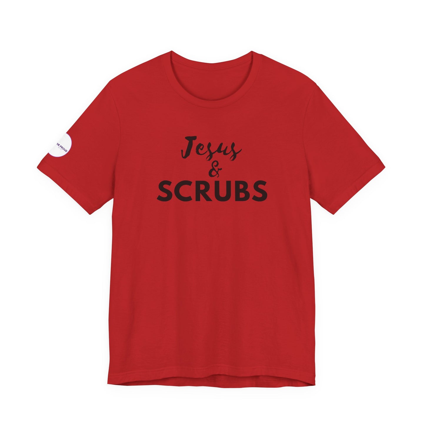 Jesus and Scrubs Nurse T-Shirt showing sleeve print detail