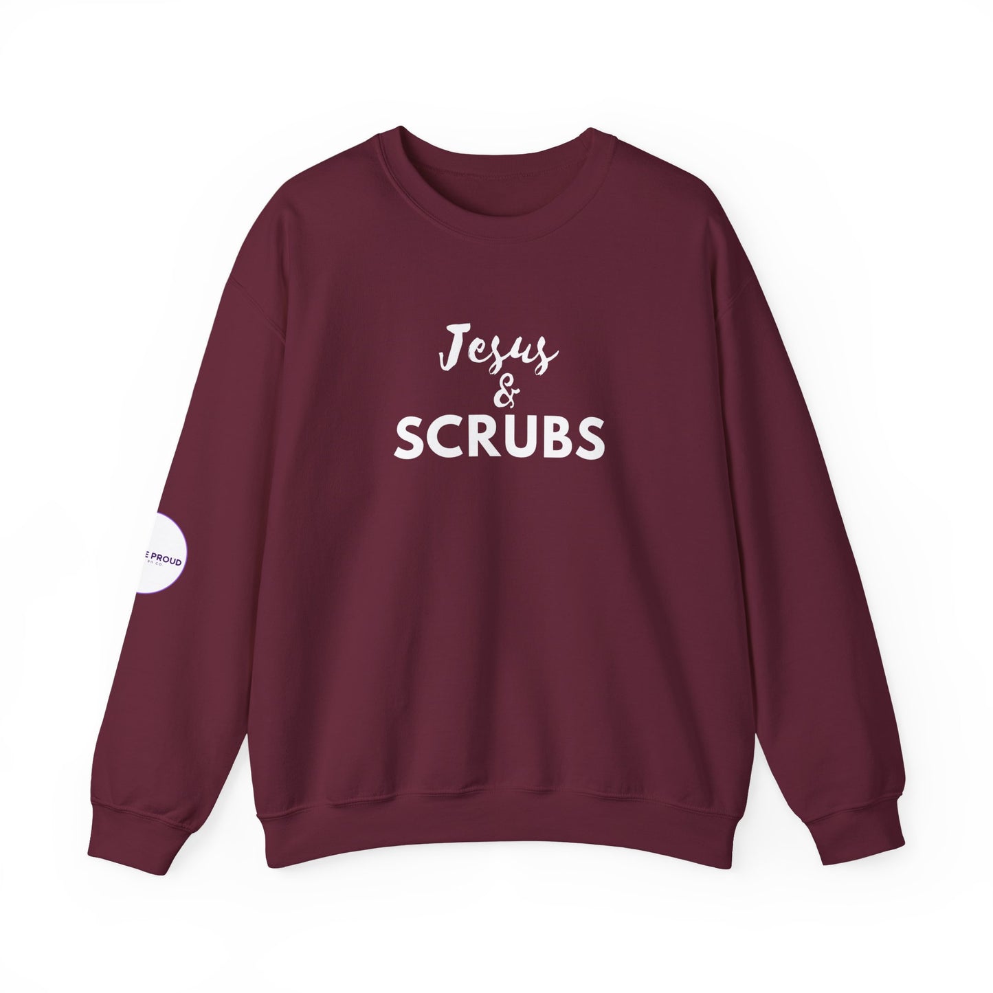 Christian Nurse Sweatshirt with Jesus and scrubs embroidered design