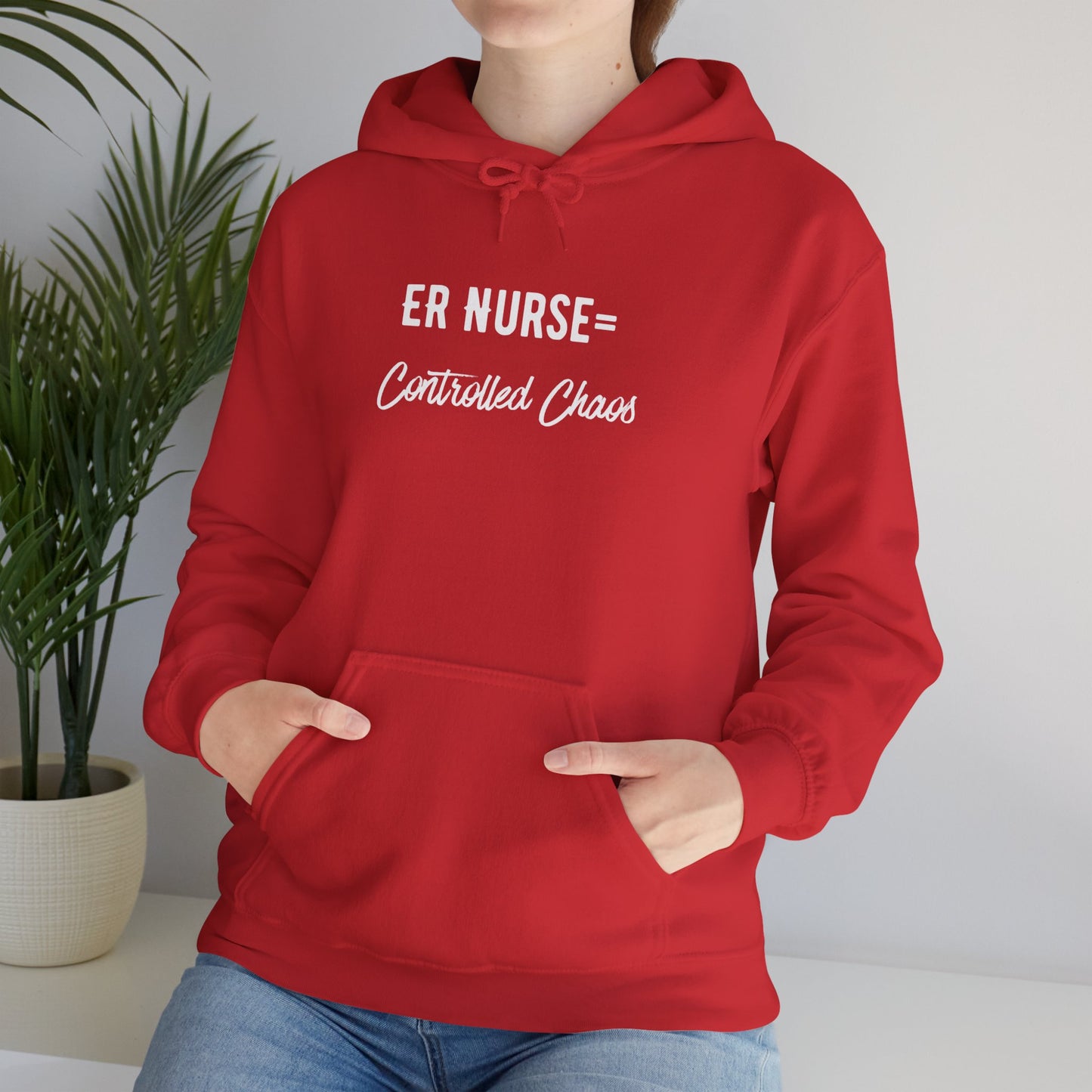 ER Nurse Hoodie clean design with color-matched drawcord