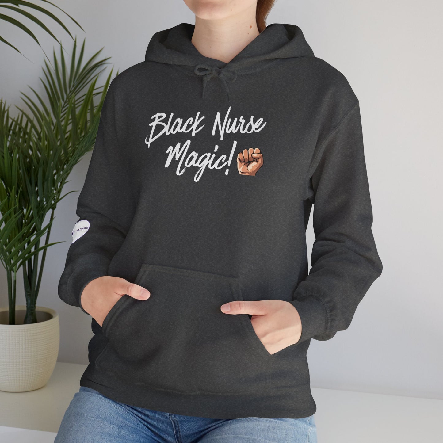 Black Nurse Magic Hoodie cozy fleece pullover for nurses