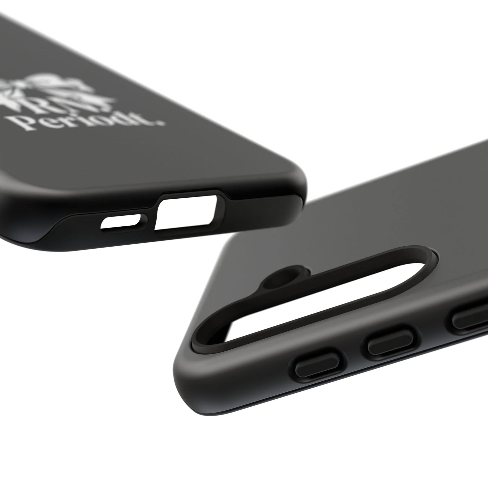 Front view of RN Phone Case with bold white bow print