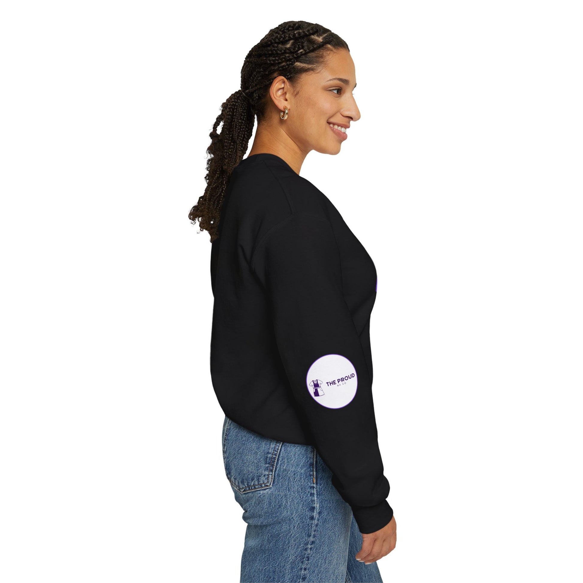 Night Shift Nurse Sweatshirt with embroidered purple lettering