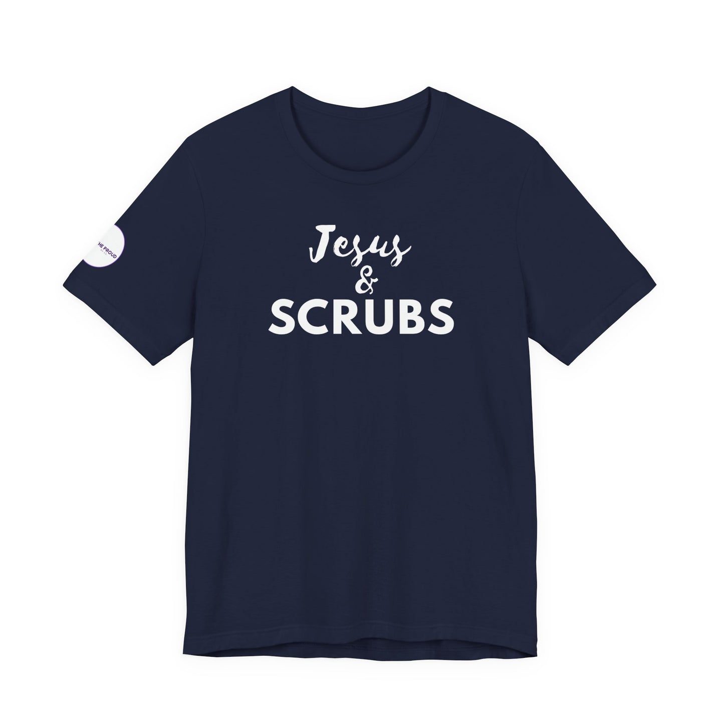 Jesus and Scrubs Nurse T-Shirt showing sleeve print detail