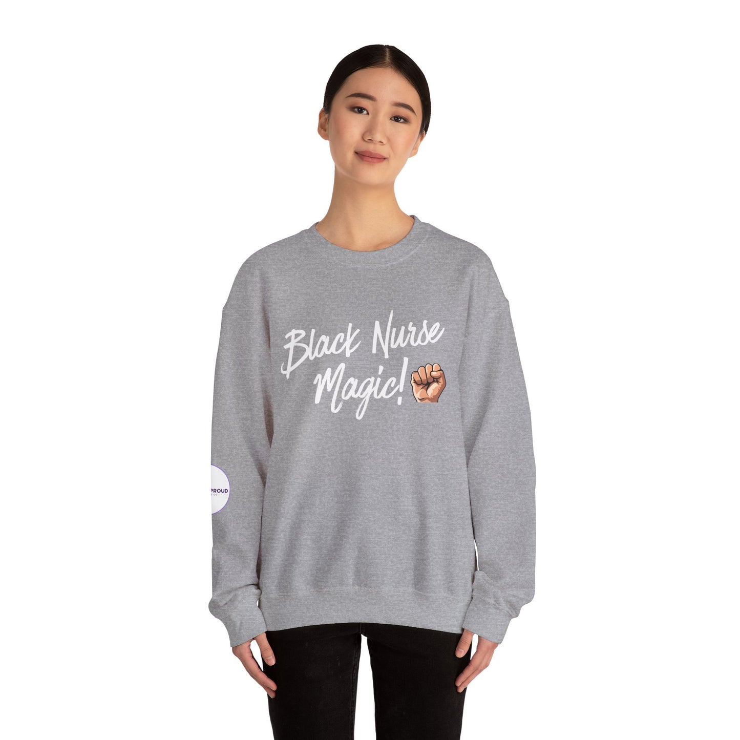 Back view of Black Nurse Sweatshirt with double-needle stitching