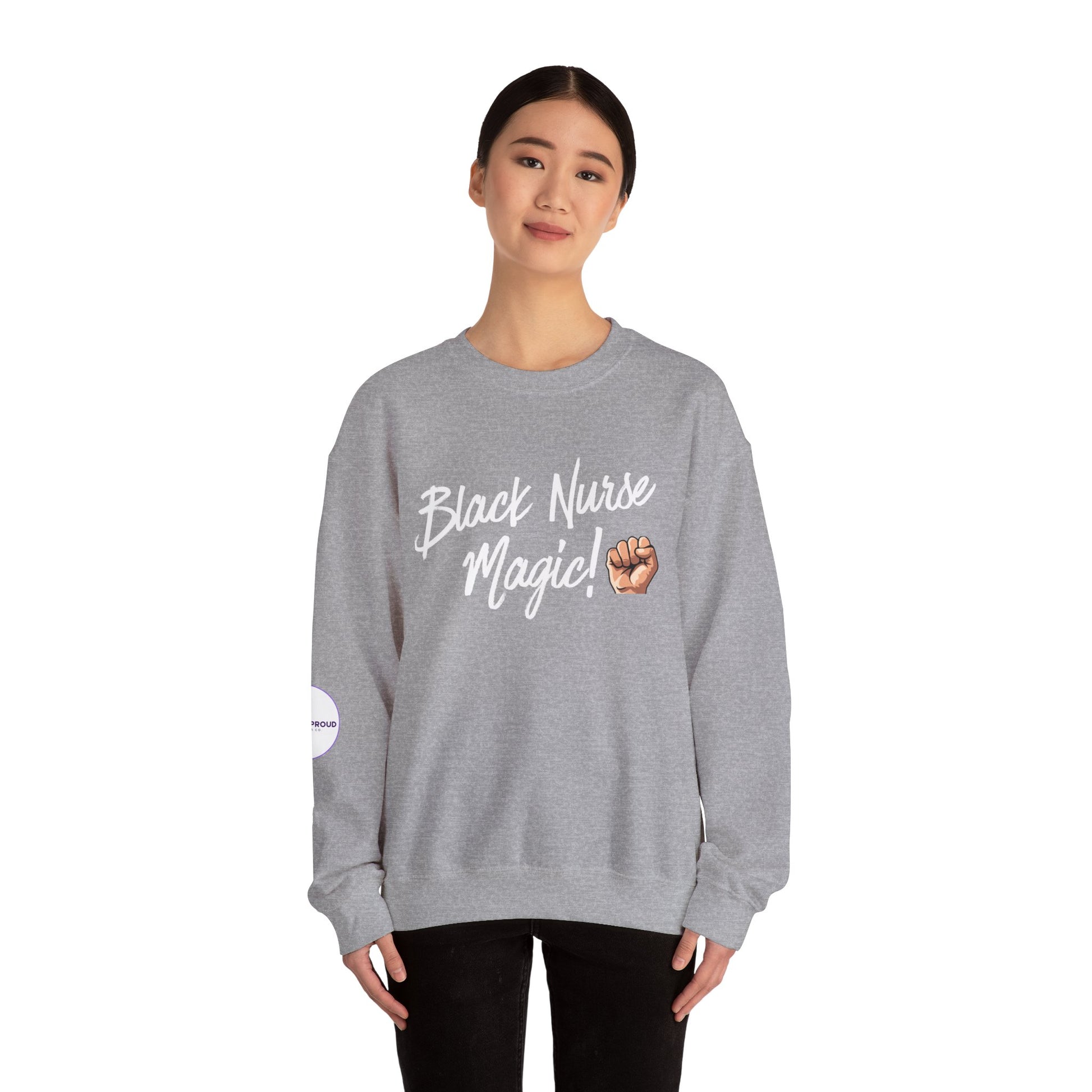 Back view of Black Nurse Sweatshirt with double-needle stitching