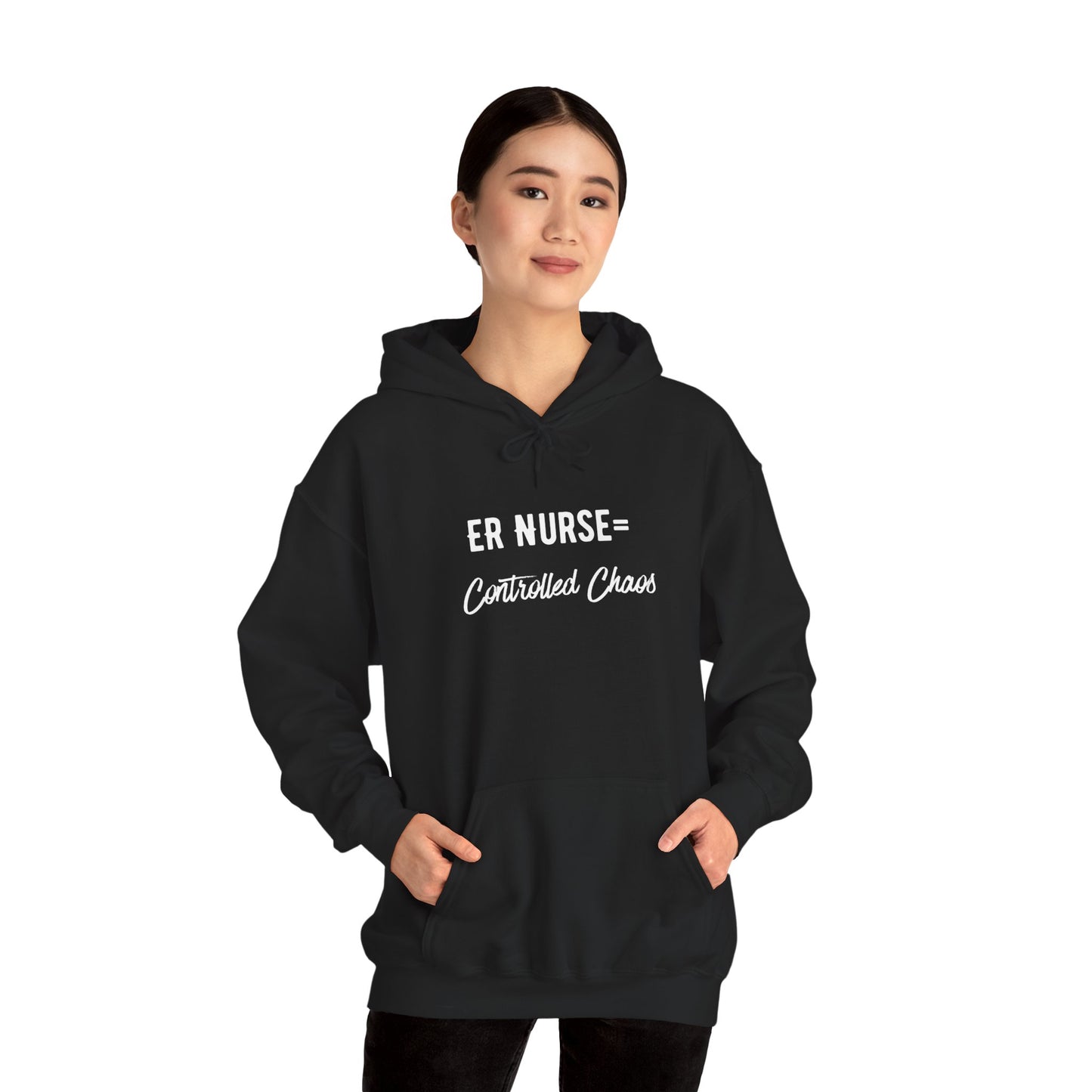 ER Nurse Hoodie clean design with color-matched drawcord