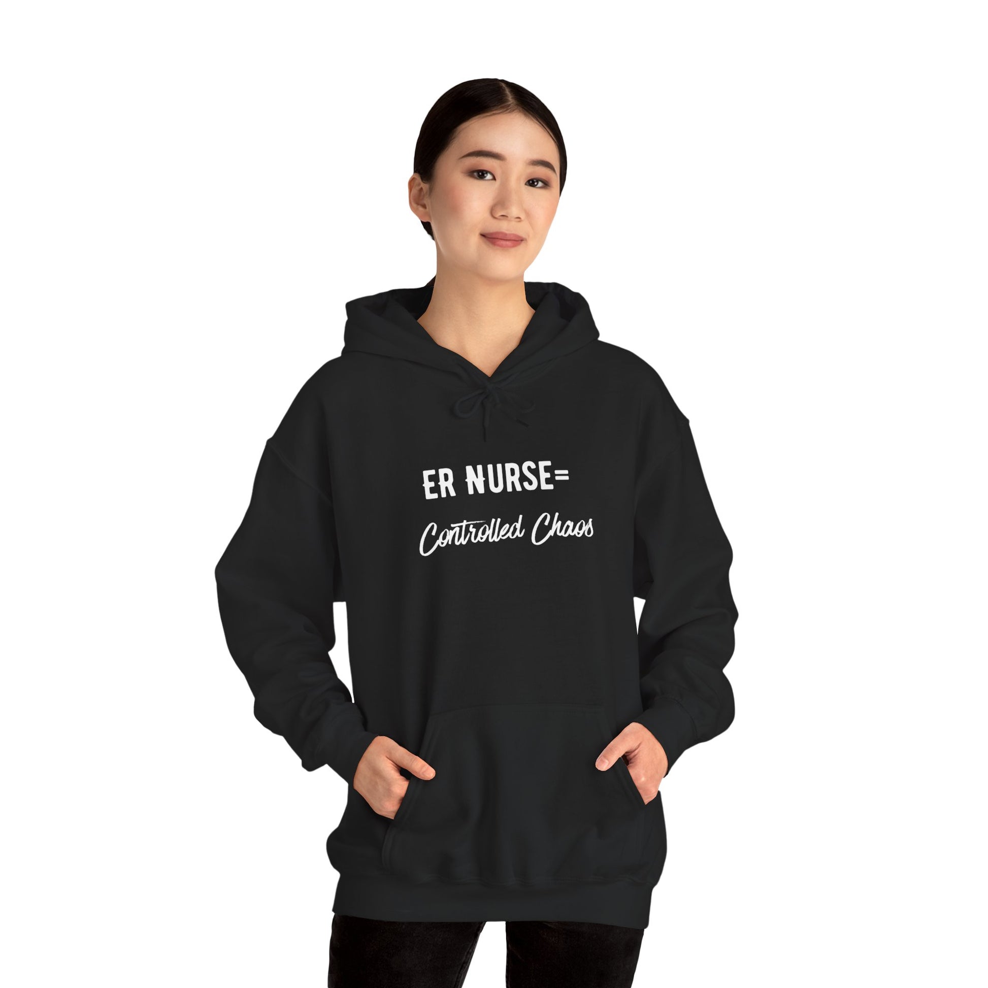 ER Nurse Hoodie clean design with color-matched drawcord