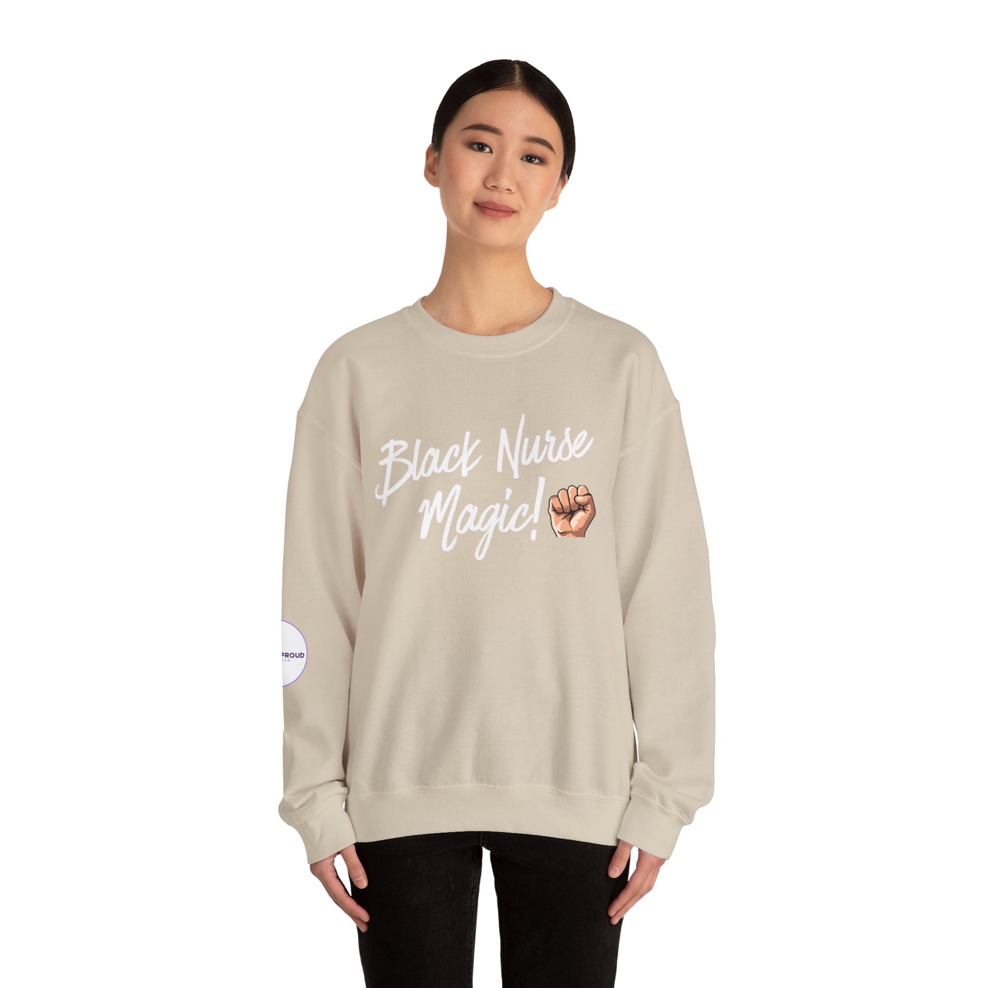 Back view of Black Nurse Sweatshirt with double-needle stitching