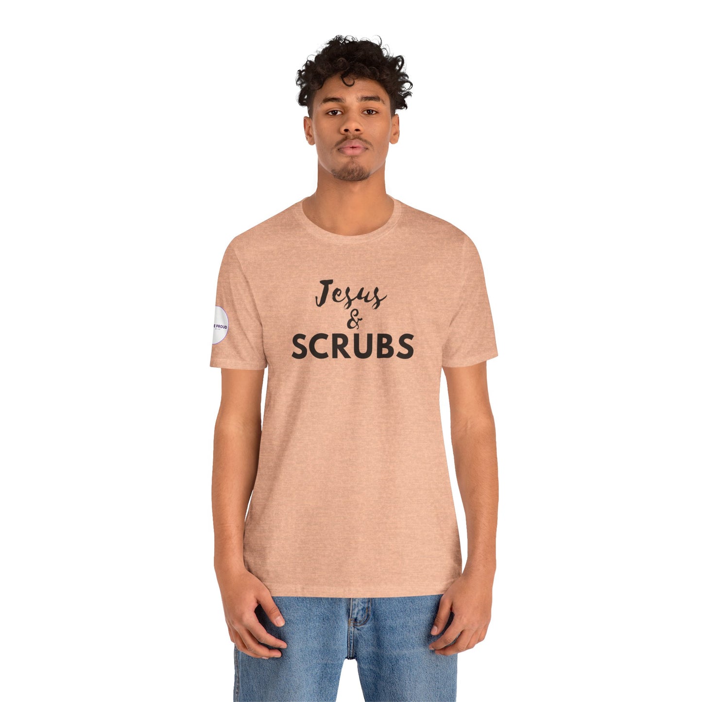 Jesus and Scrubs Nurse T-Shirt showing sleeve print detail