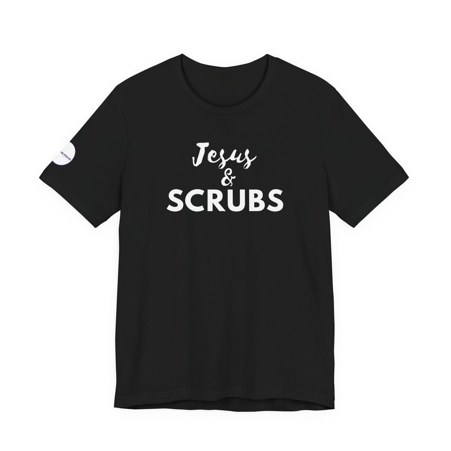 Jesus and Scrubs Nurse T-Shirt showing sleeve print detail