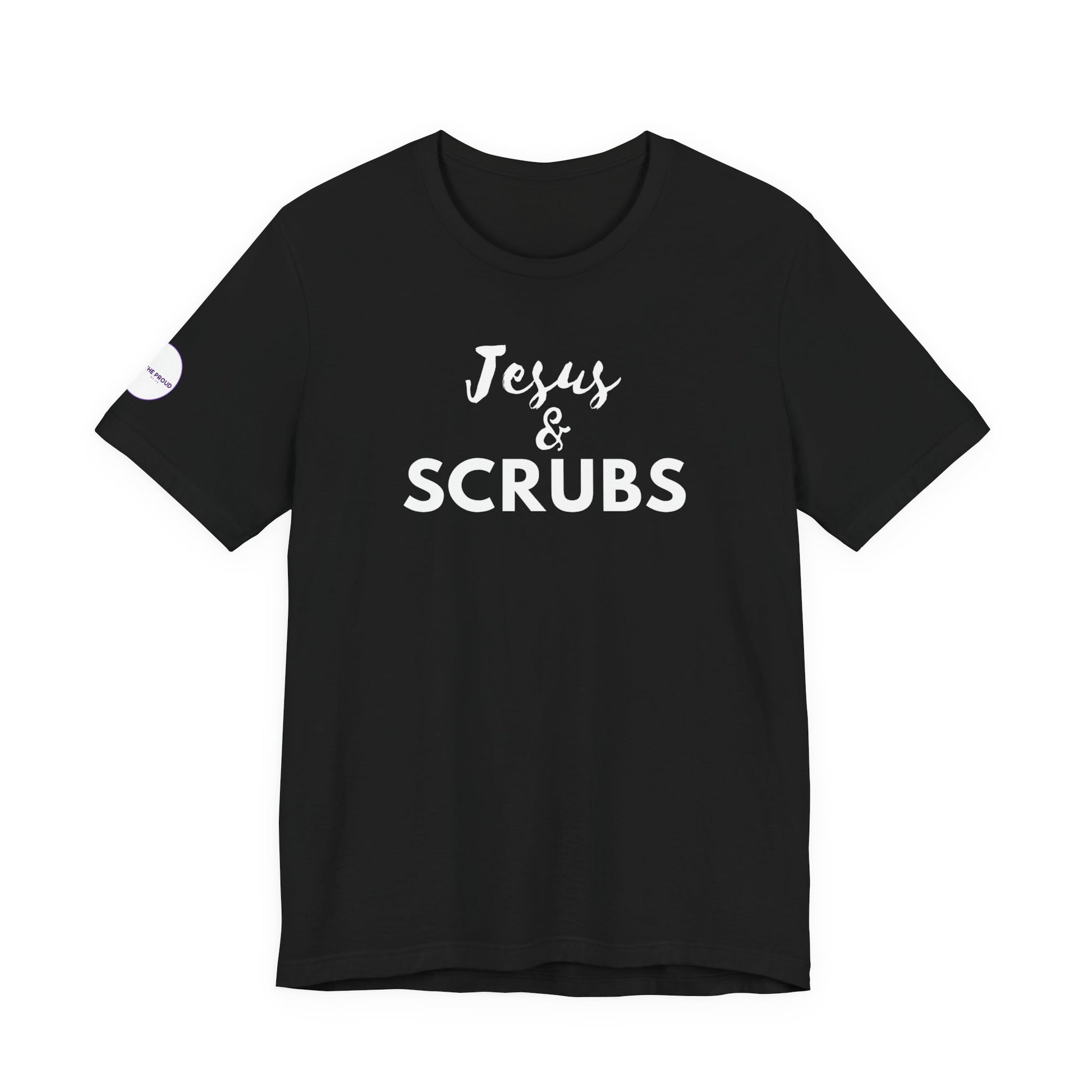 Jesus and Scrubs Nurse T-Shirt showing sleeve print detail