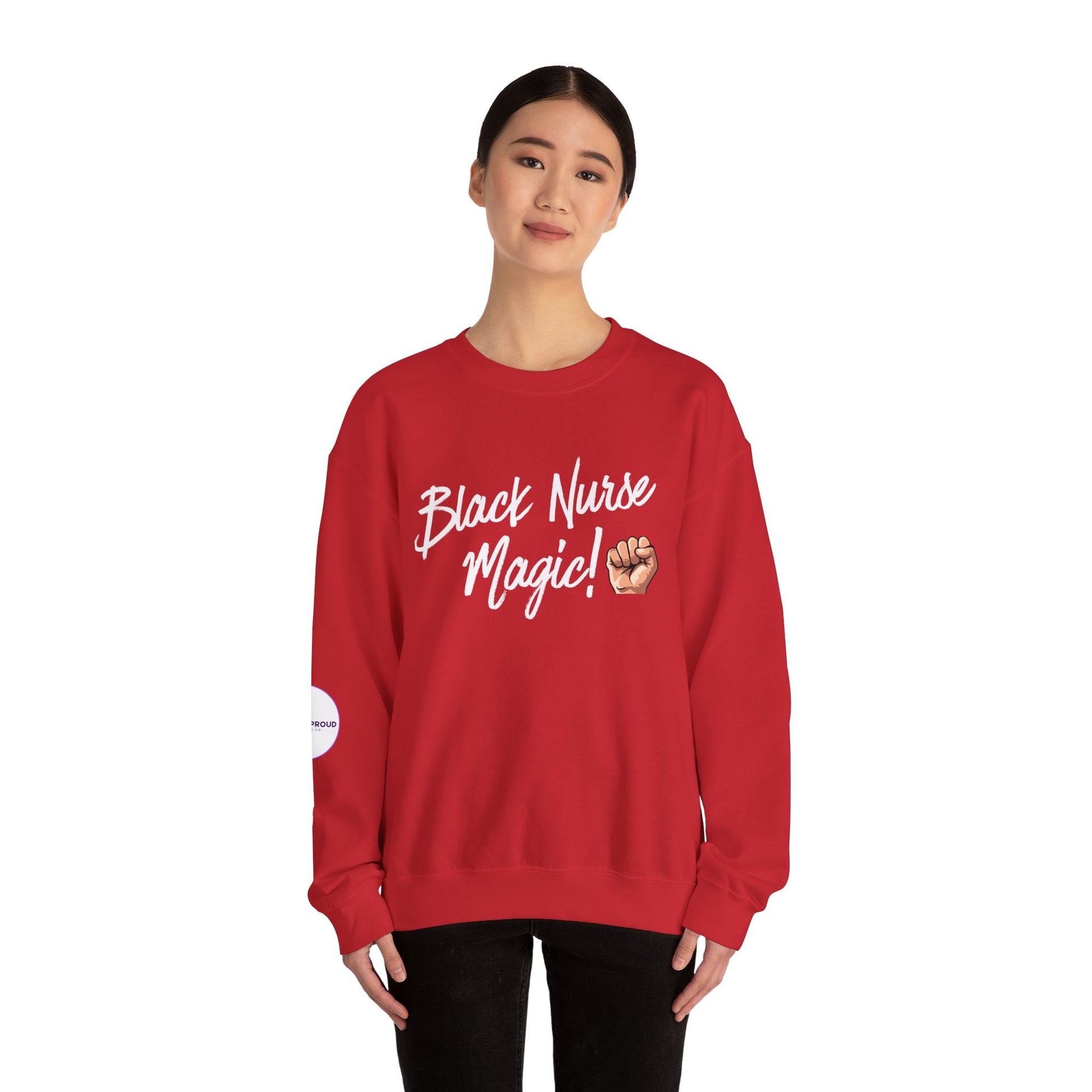 Back view of Black Nurse Sweatshirt with double-needle stitching