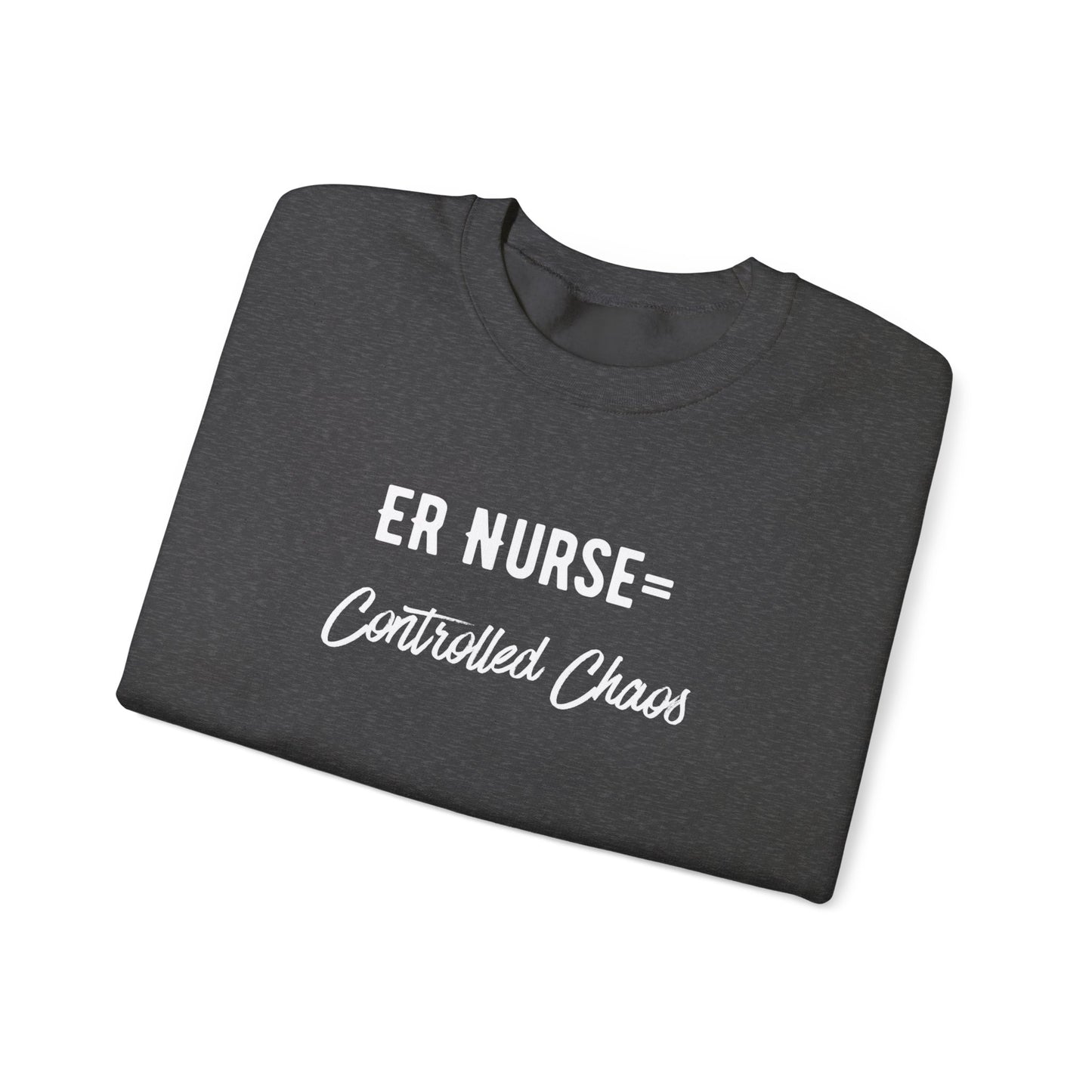 ER Nurse Sweatshirt close-up of embroidered text detail