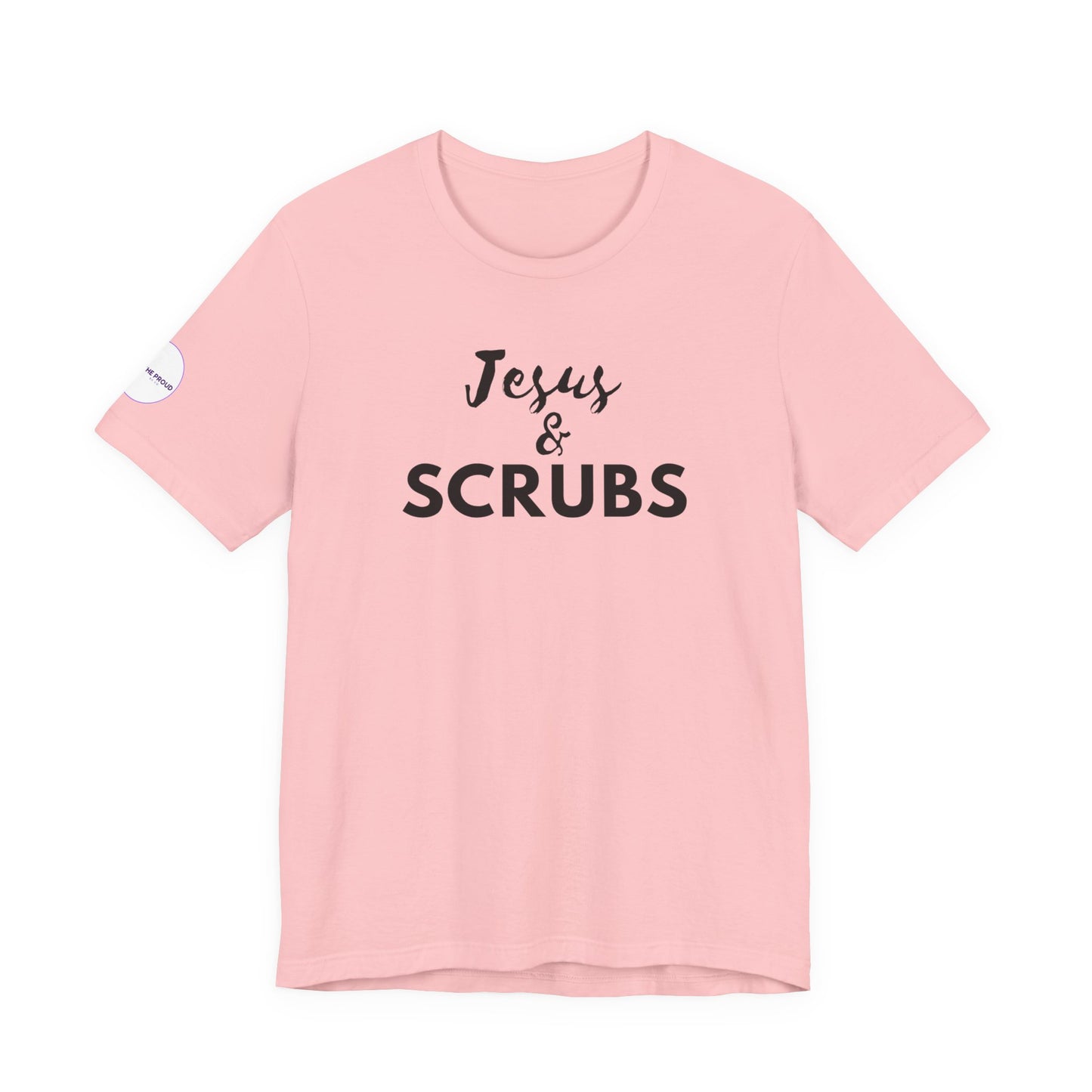 Jesus and Scrubs Nurse T-Shirt showing sleeve print detail