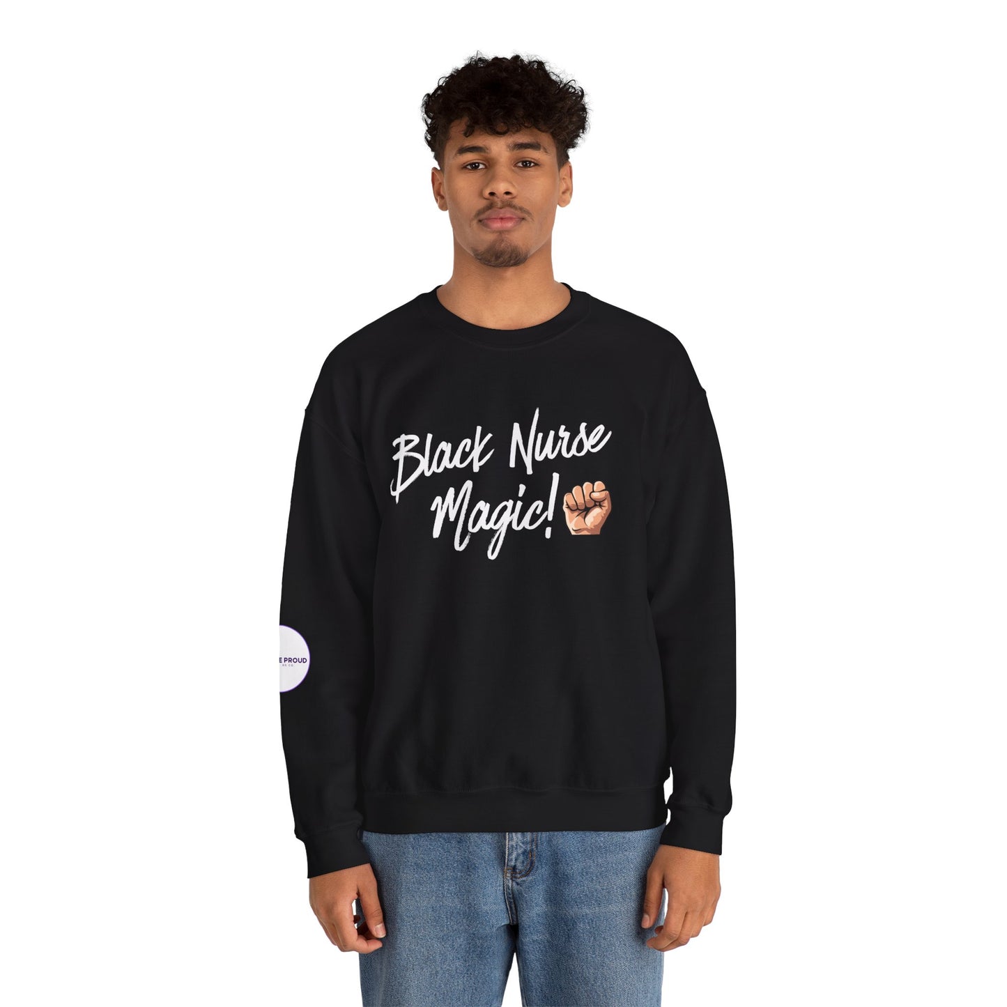 Back view of Black Nurse Sweatshirt with double-needle stitching