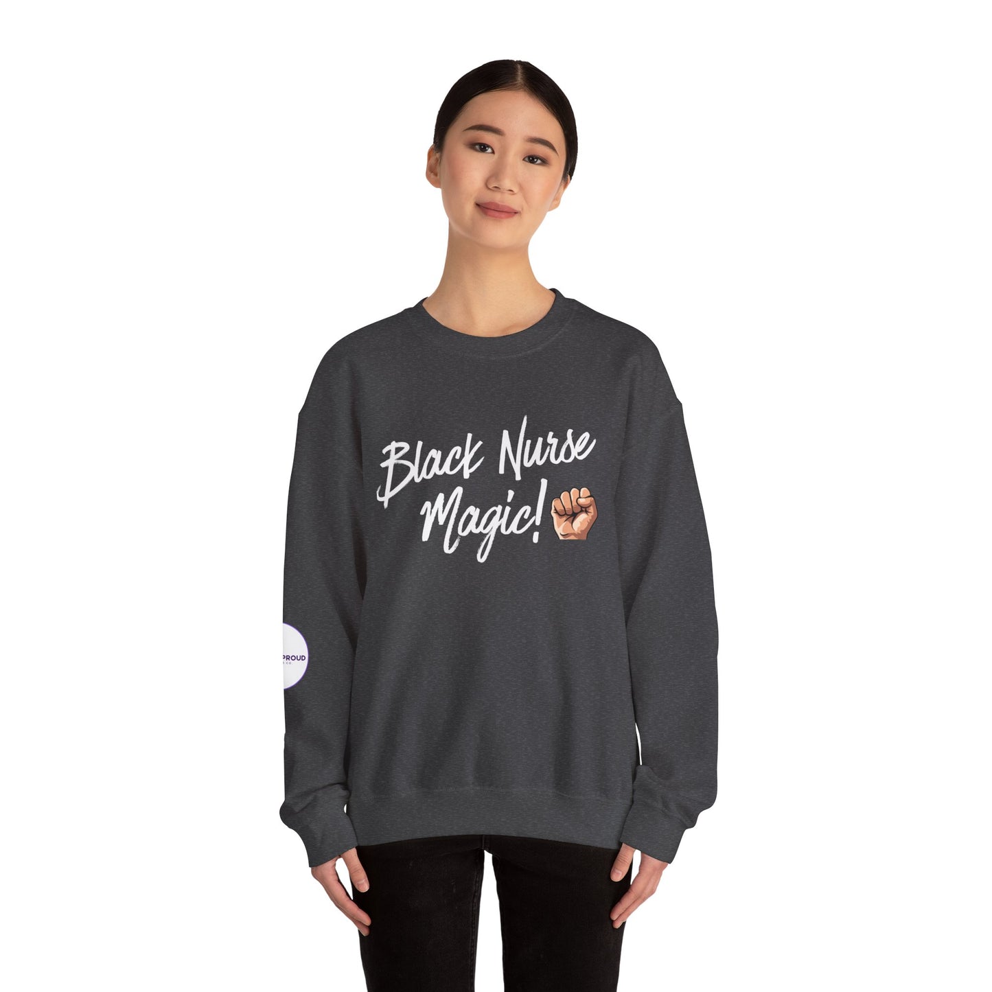 Back view of Black Nurse Sweatshirt with double-needle stitching