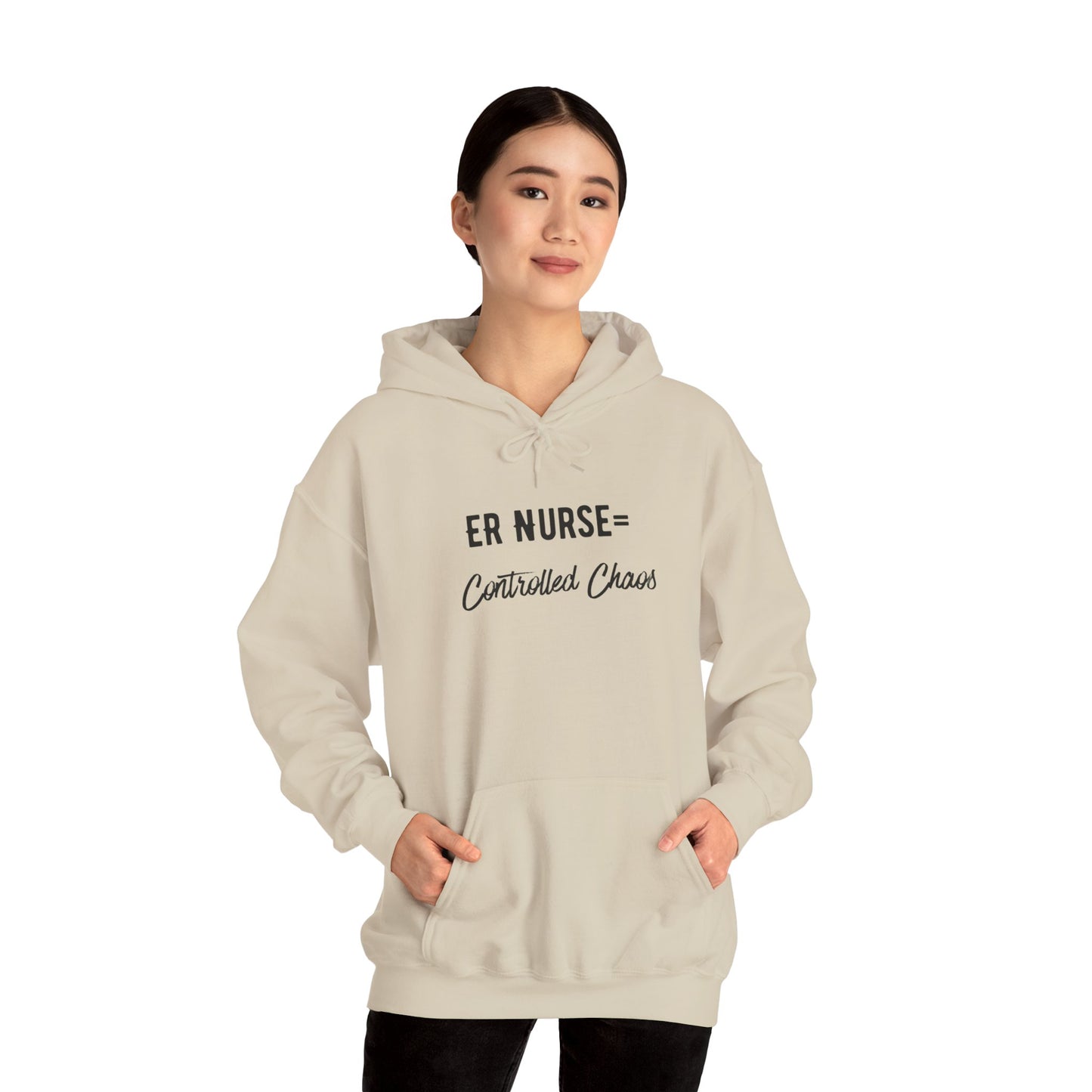 ER Nurse Hoodie clean design with color-matched drawcord