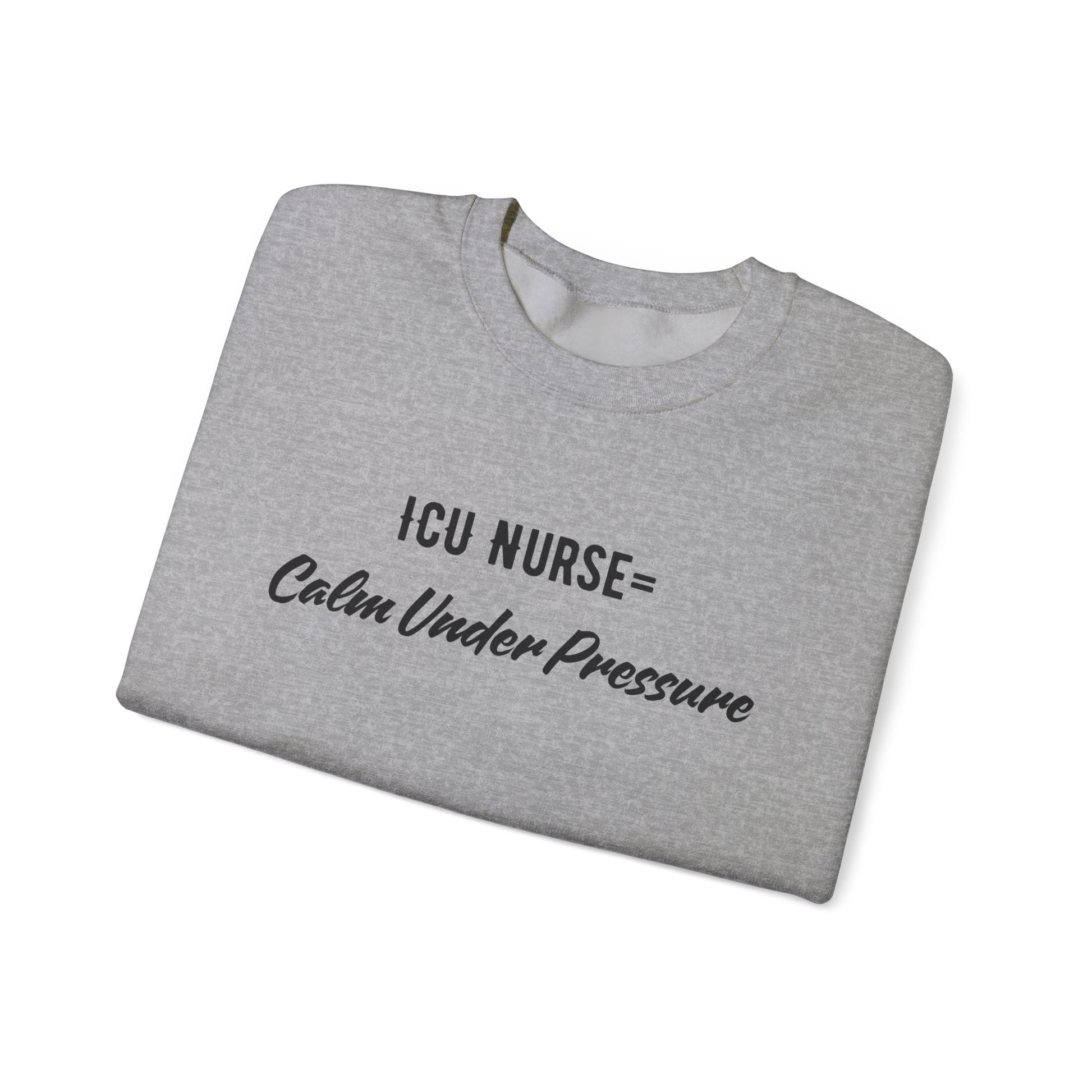 Side view of ICU Nurse Sweatshirt with ribbed collar