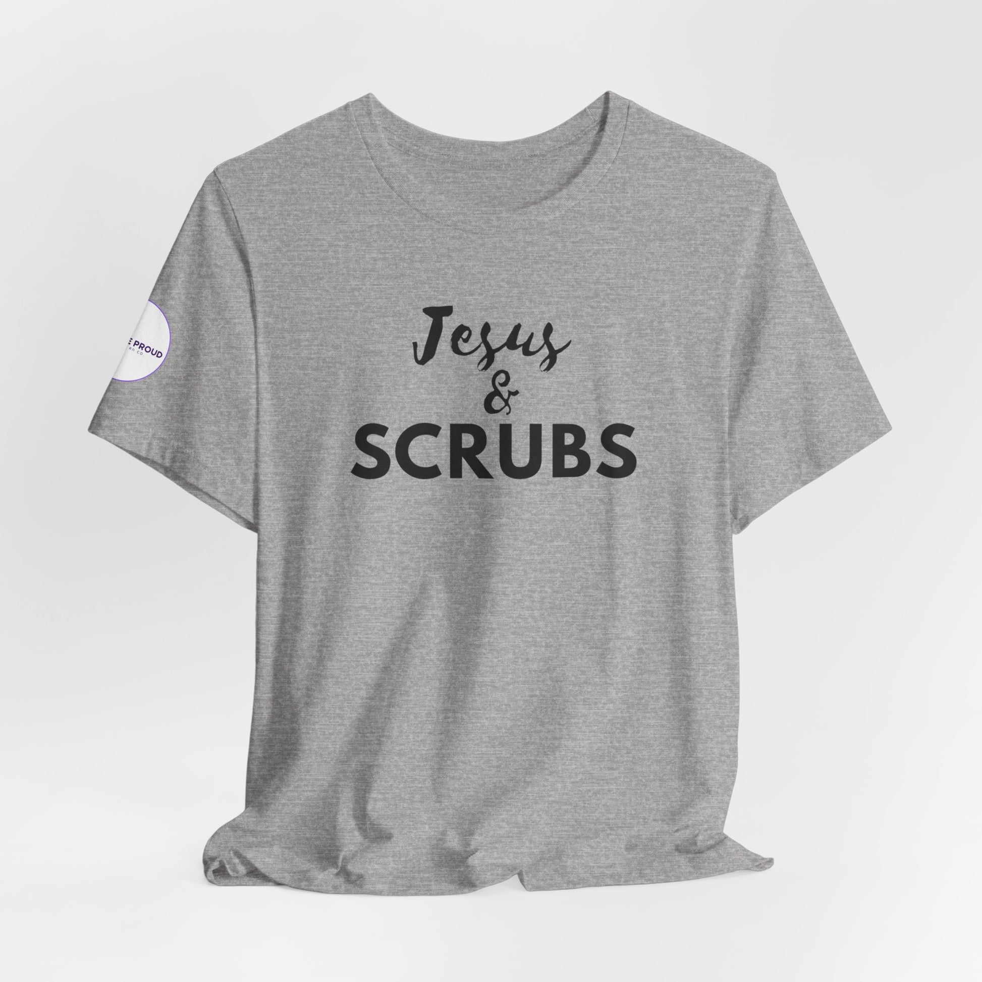 Jesus and Scrubs Nurse T-Shirt showing sleeve print detail