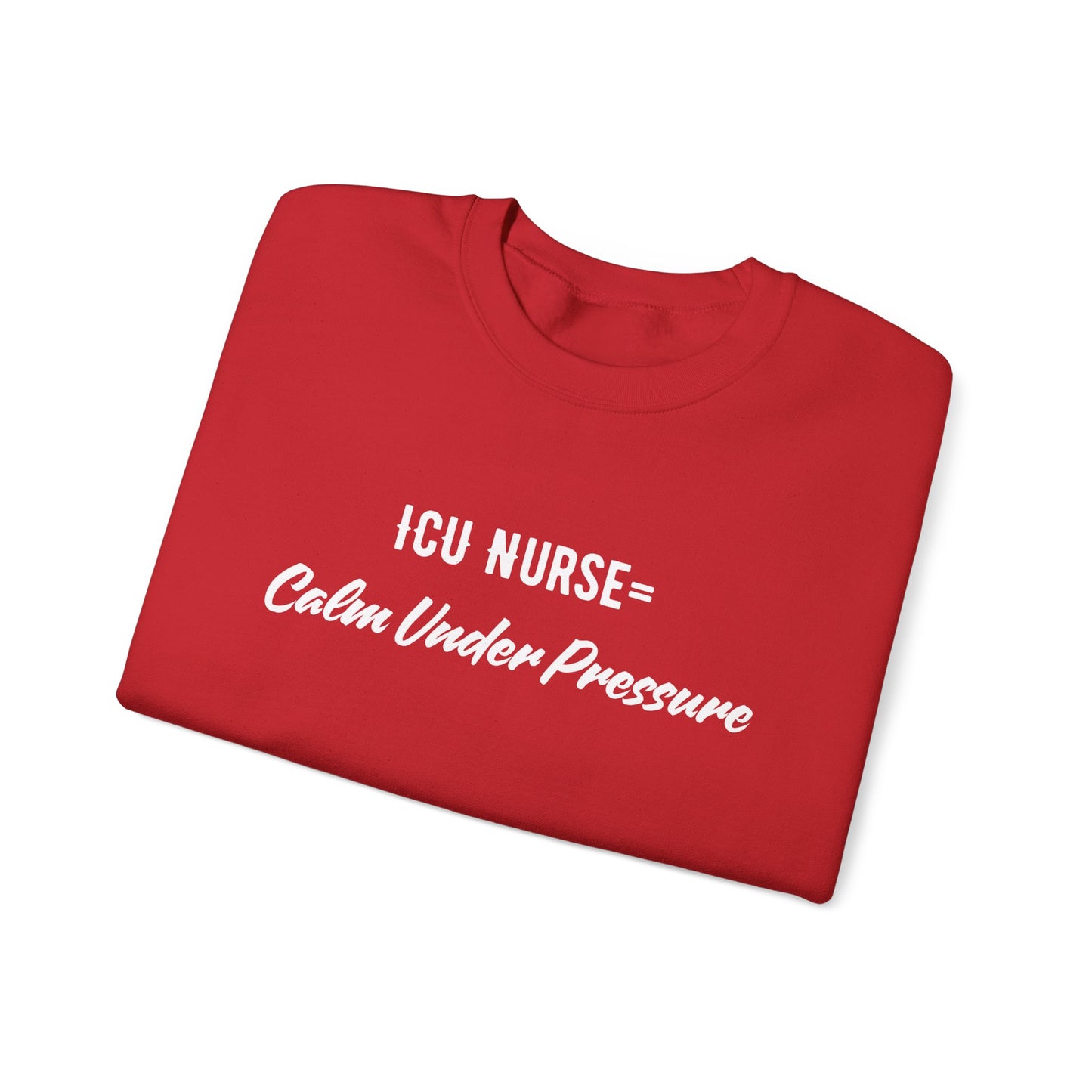 Side view of ICU Nurse Sweatshirt with ribbed collar