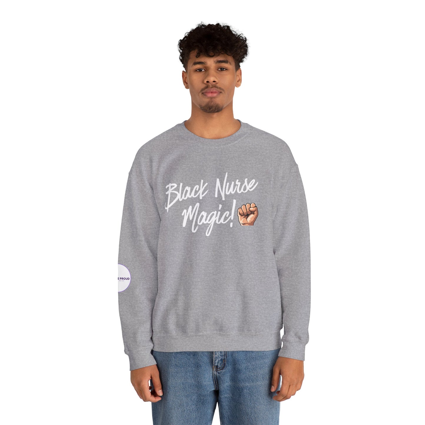 Back view of Black Nurse Sweatshirt with double-needle stitching