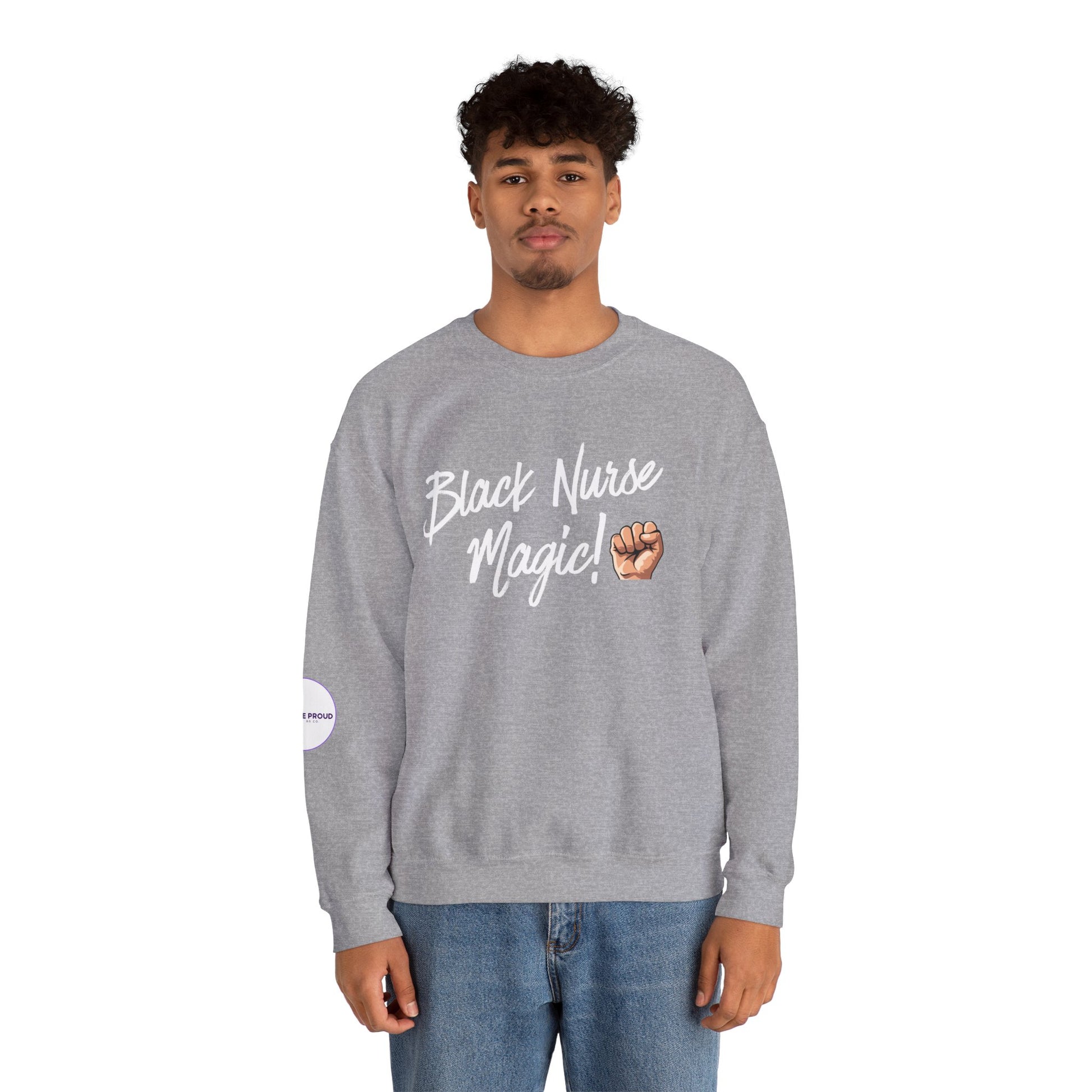 Back view of Black Nurse Sweatshirt with double-needle stitching