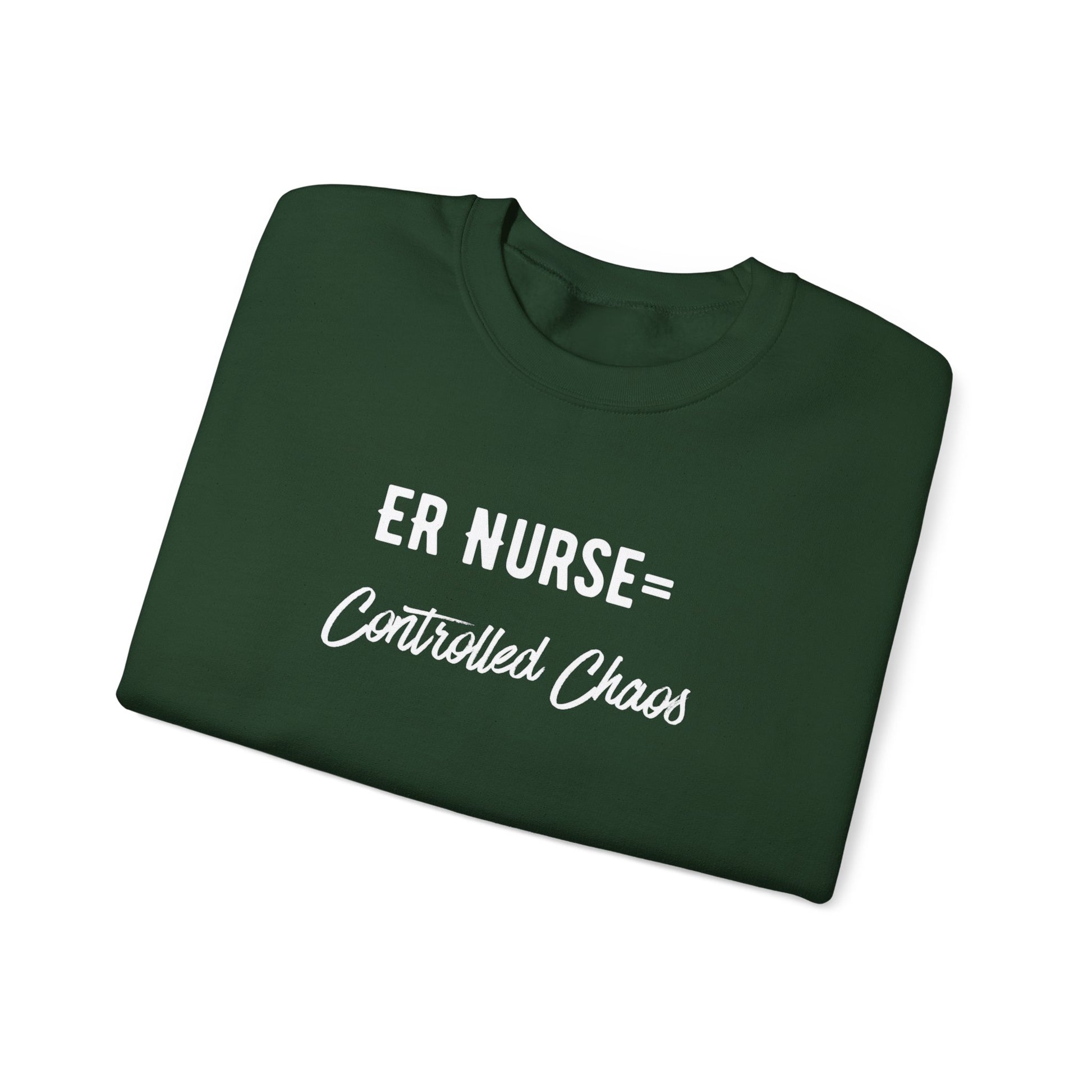 ER Nurse Sweatshirt close-up of embroidered text detail