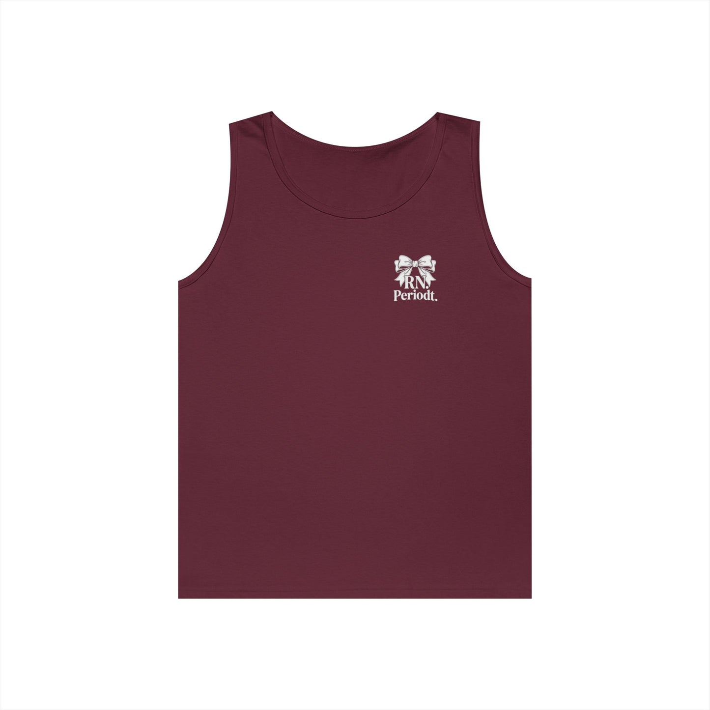 Side view of Bow Logo Tank Top with relaxed classic fit