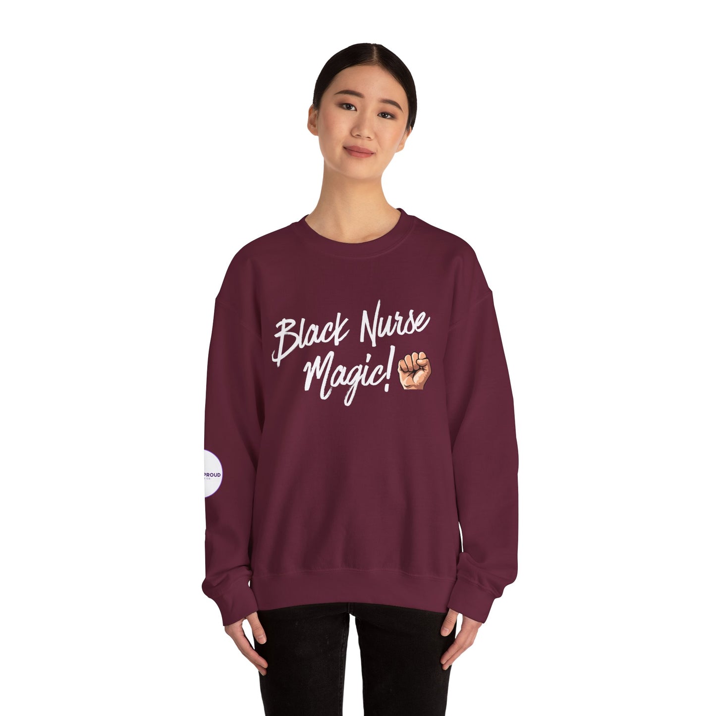 Back view of Black Nurse Sweatshirt with double-needle stitching