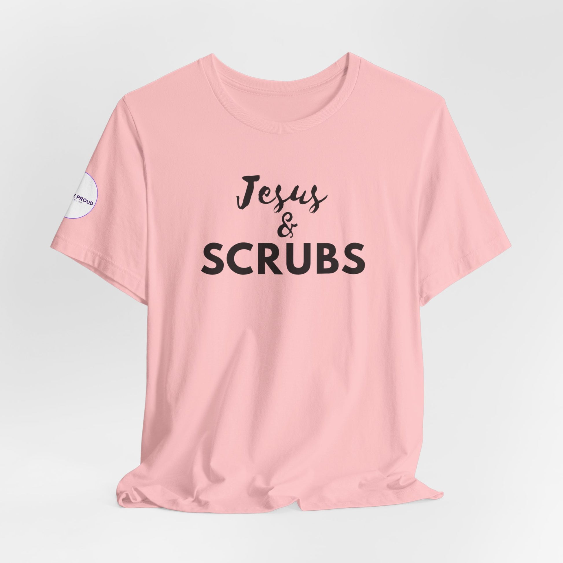 Jesus and Scrubs Nurse T-Shirt showing sleeve print detail