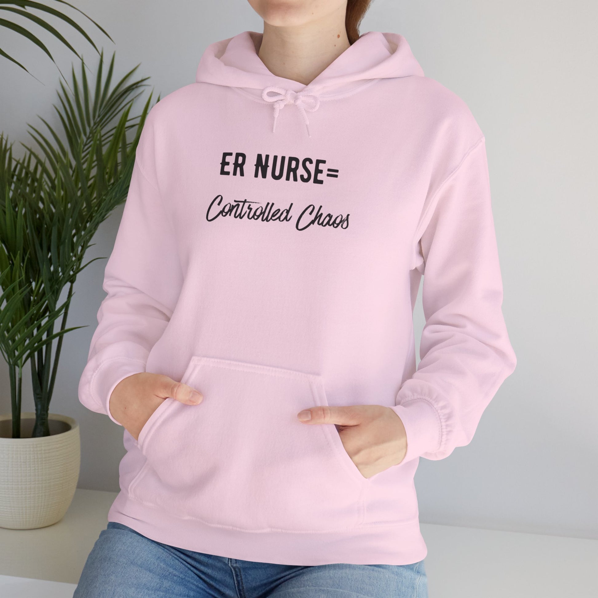 ER Nurse Hoodie clean design with color-matched drawcord