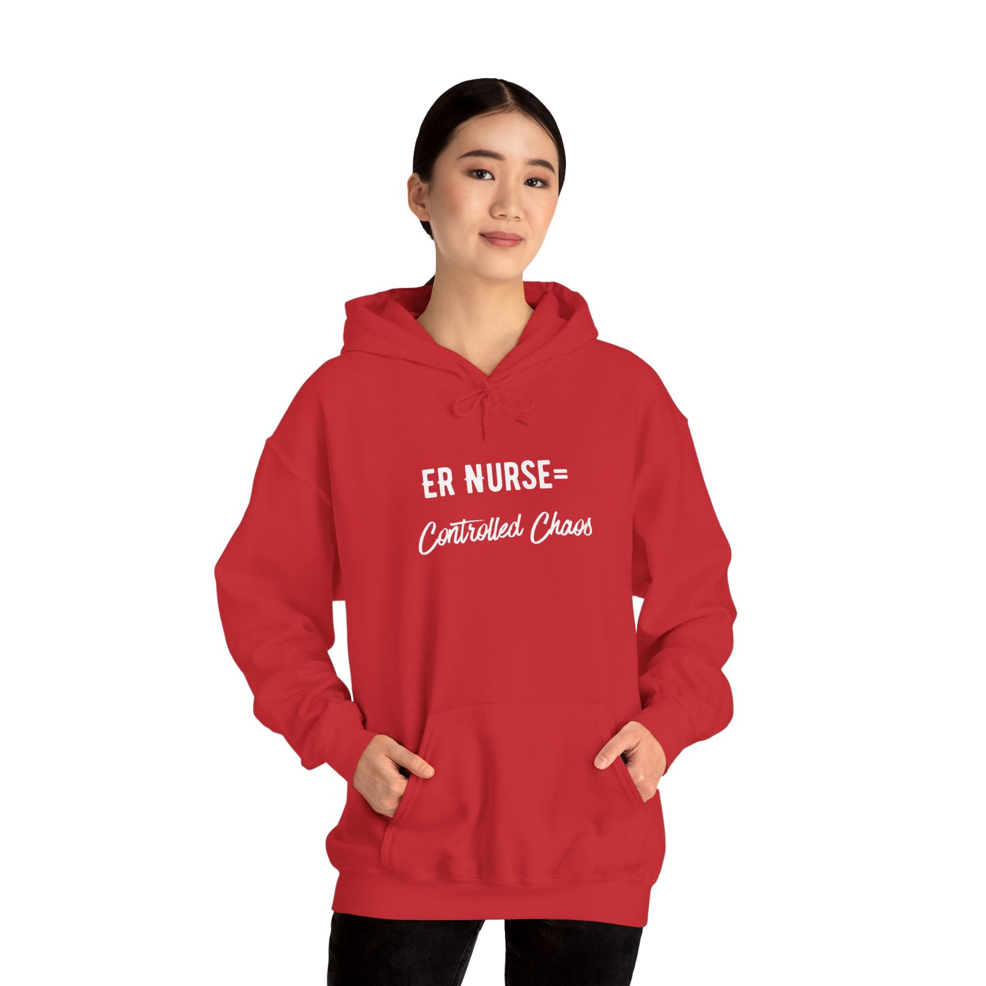 ER Nurse Hoodie clean design with color-matched drawcord