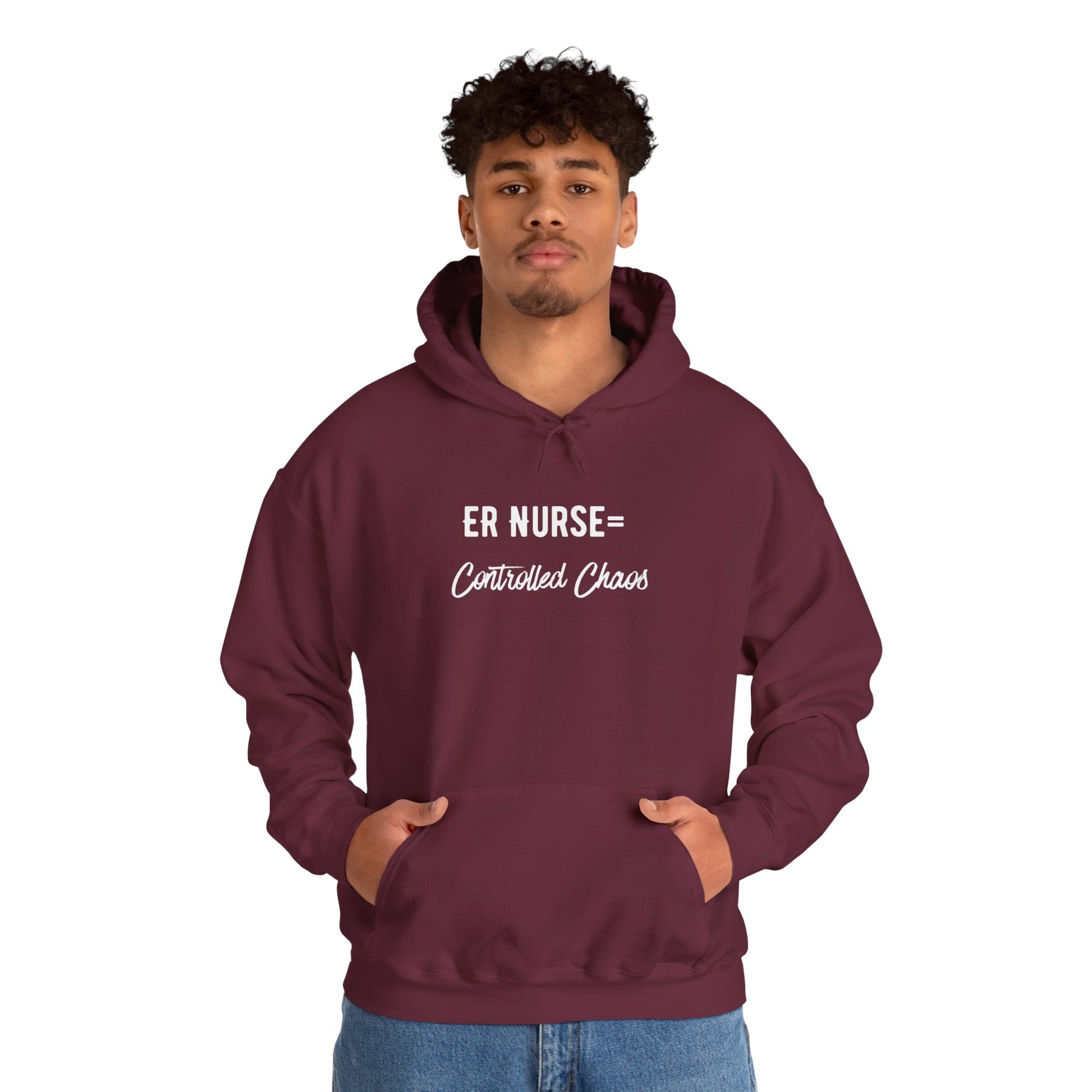 ER Nurse Hoodie clean design with color-matched drawcord