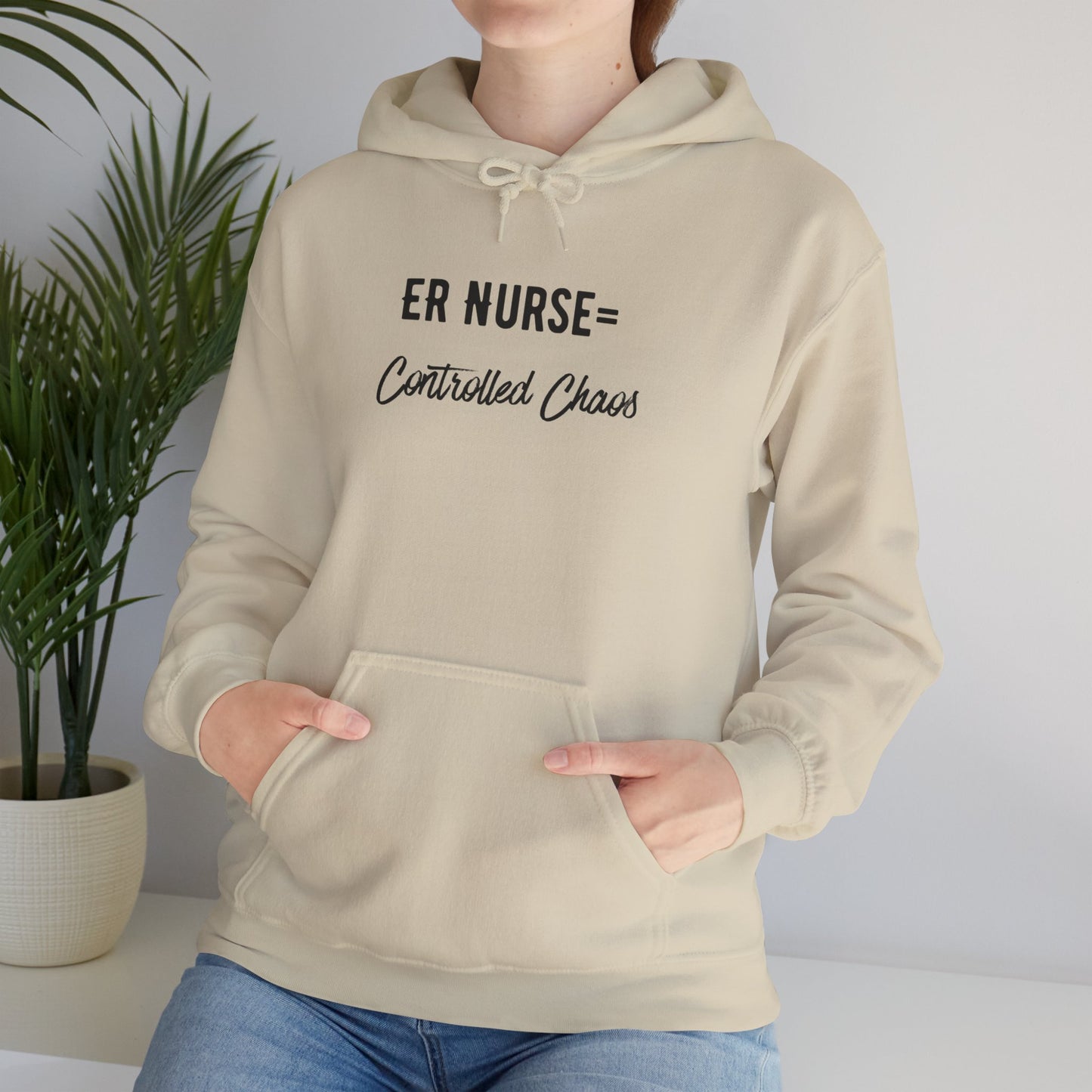 ER Nurse Hoodie clean design with color-matched drawcord