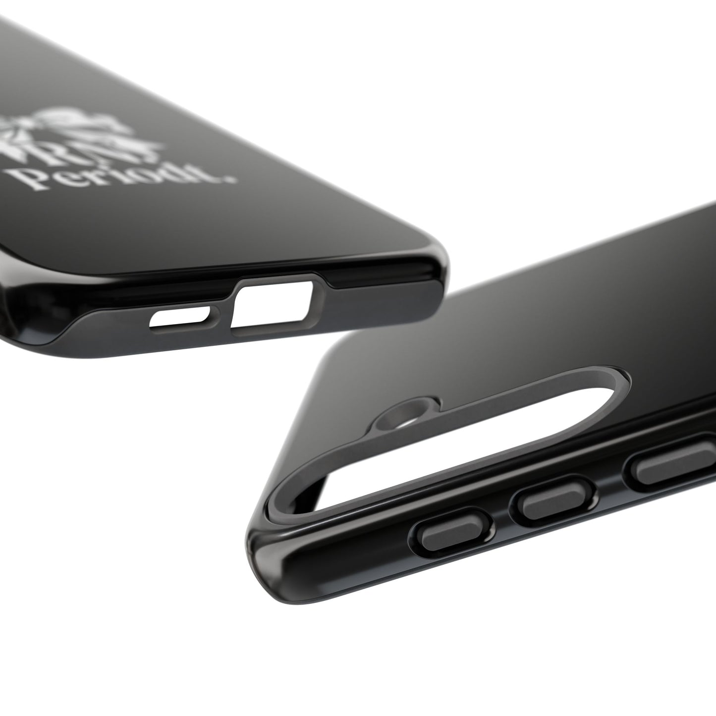 Front view of RN Phone Case with bold white bow print