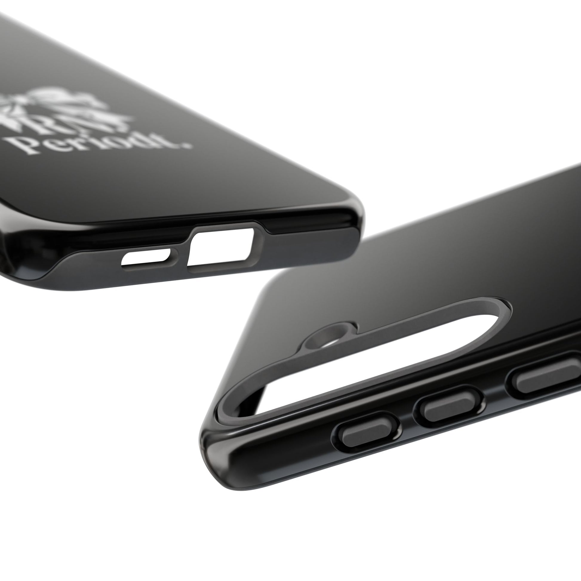 Front view of RN Phone Case with bold white bow print