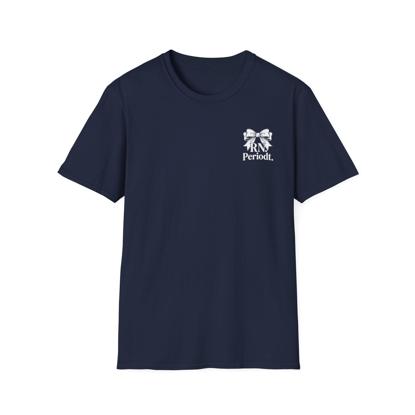 Close-up of RN Periodt T-Shirt showing detailed crest artwork